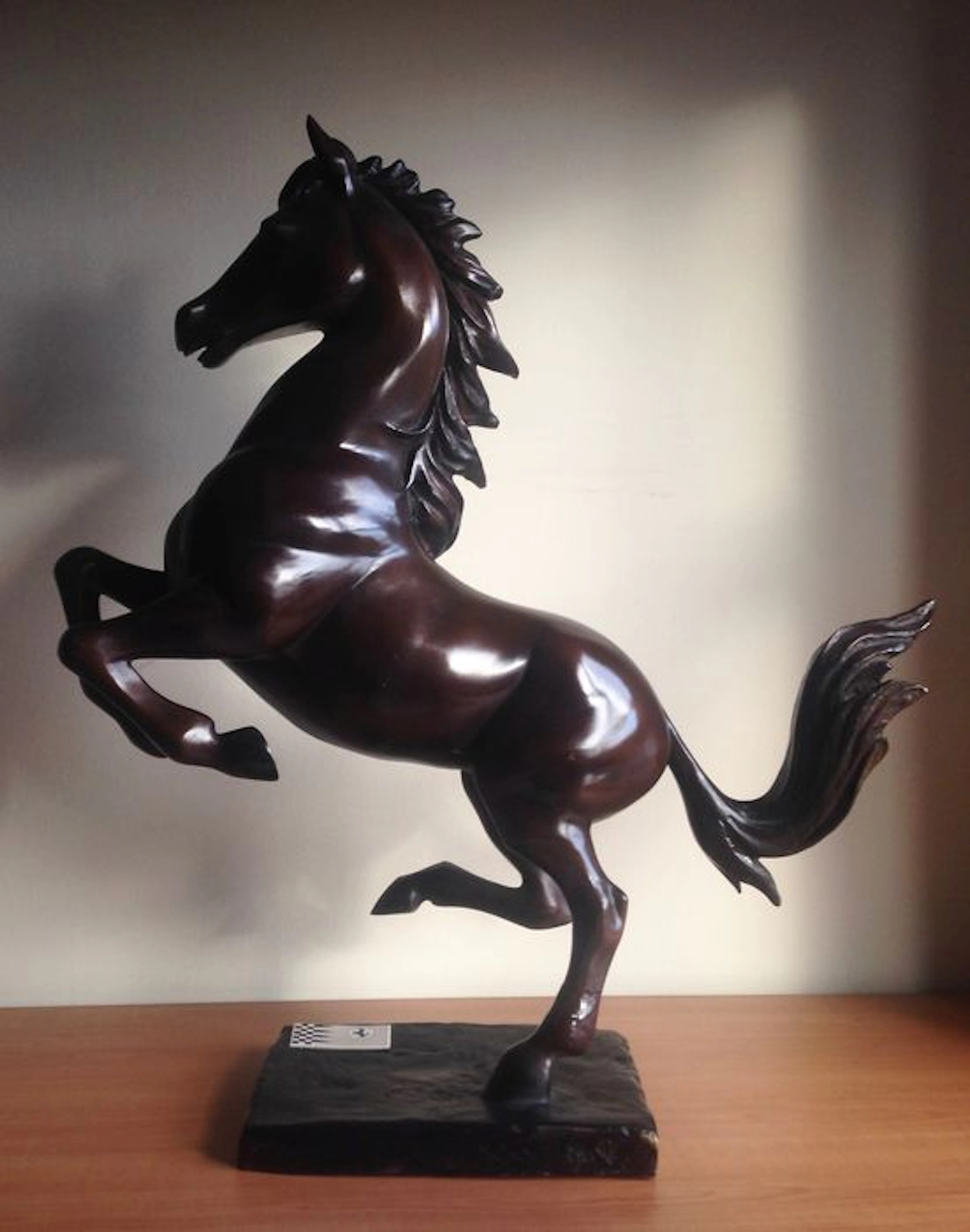 Ferrari - Large and heavy bronzed statue of a rearing horse - after Ferrari