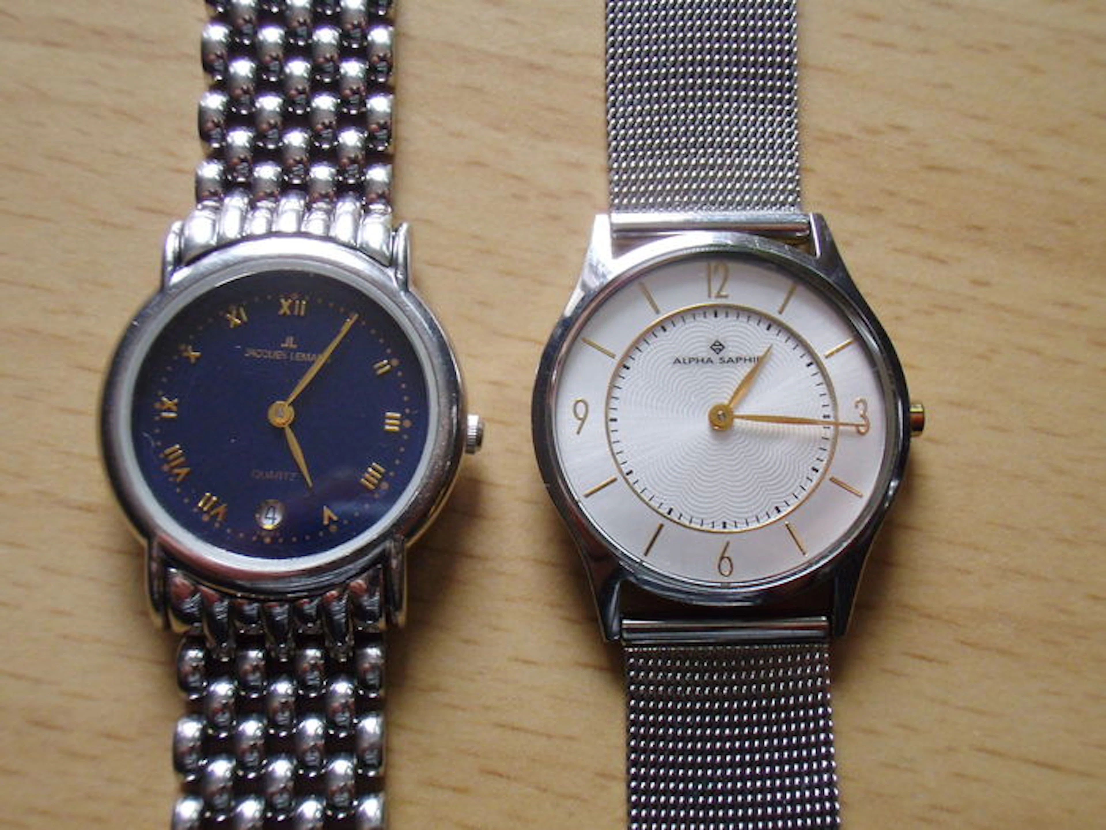 JAQUES LEMANS+ALPHA SAPHIR - Lot van 2 Dames Polshorloges - 90er jaren