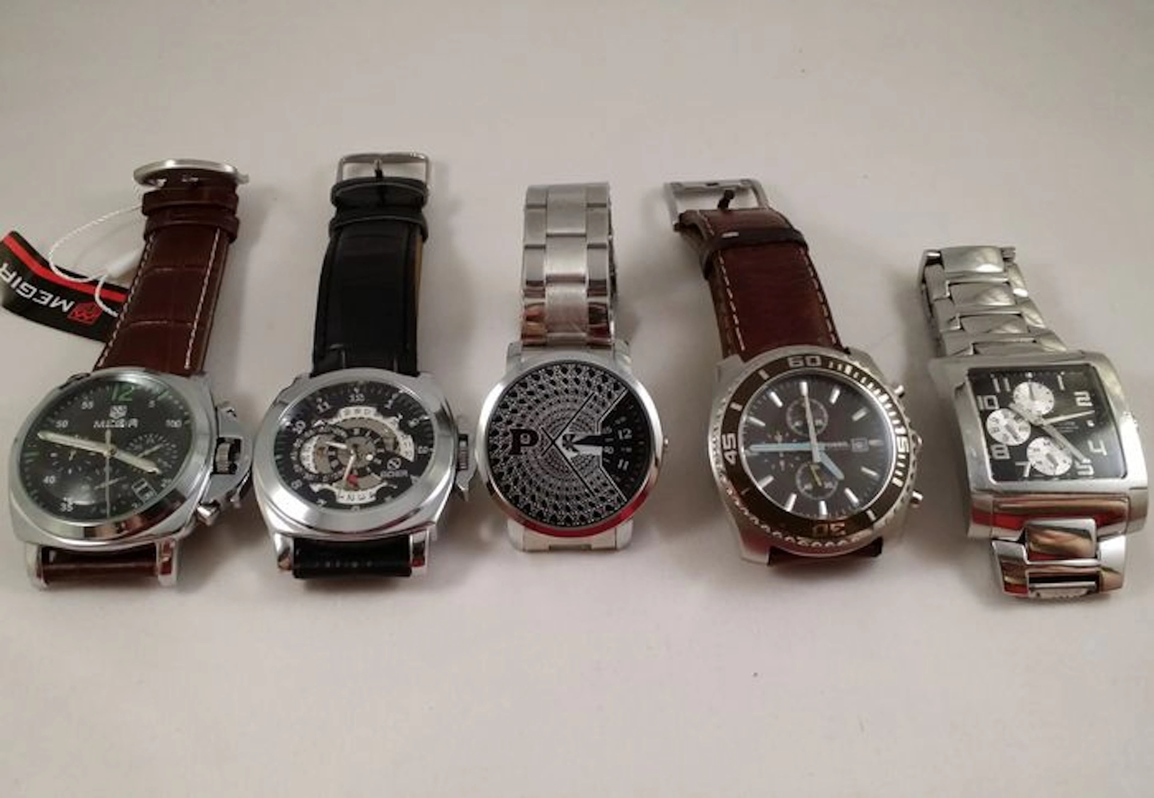 Lot of 5 watches Megir, Goer, Paidu, Fossil and Festina - Wristwatces - 1990 to 2015