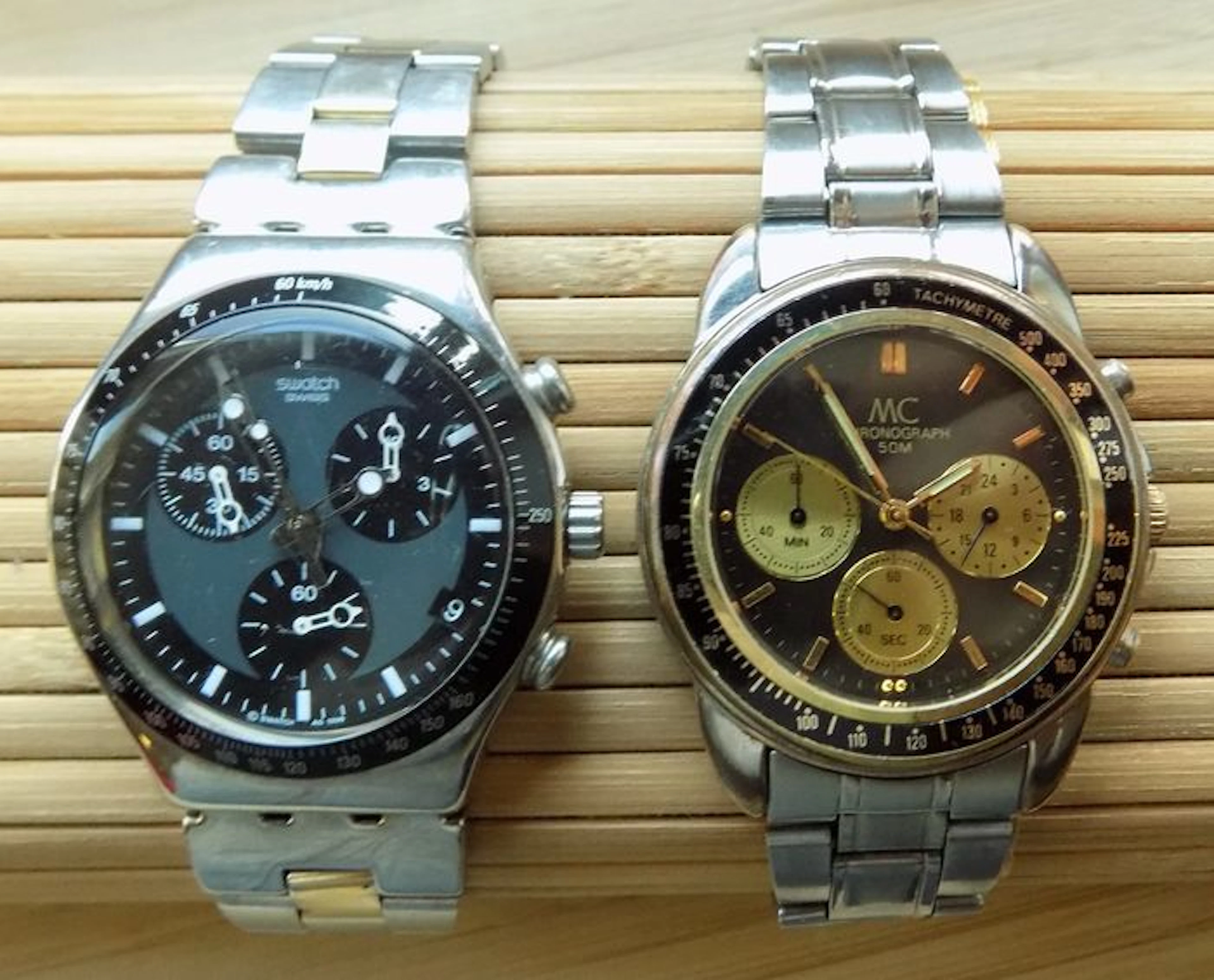 SWATCH Irony Cronograaf + MC Chronograaf 50M - Lot van 2 Heren Polshorloges - 80er / 90er Jaren