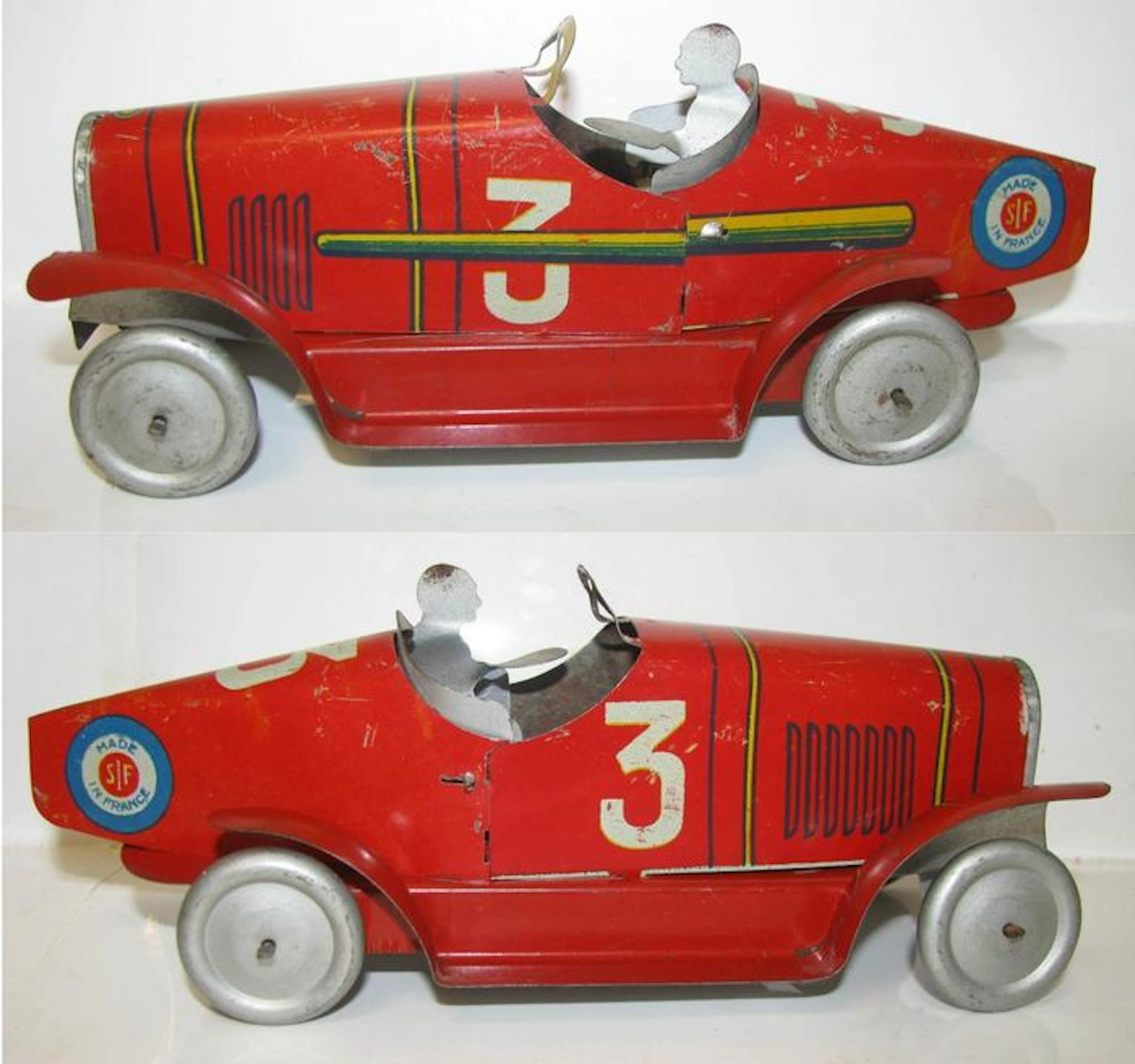 SFI, France - Très rare voiture de course en tôle lithographie 1940s