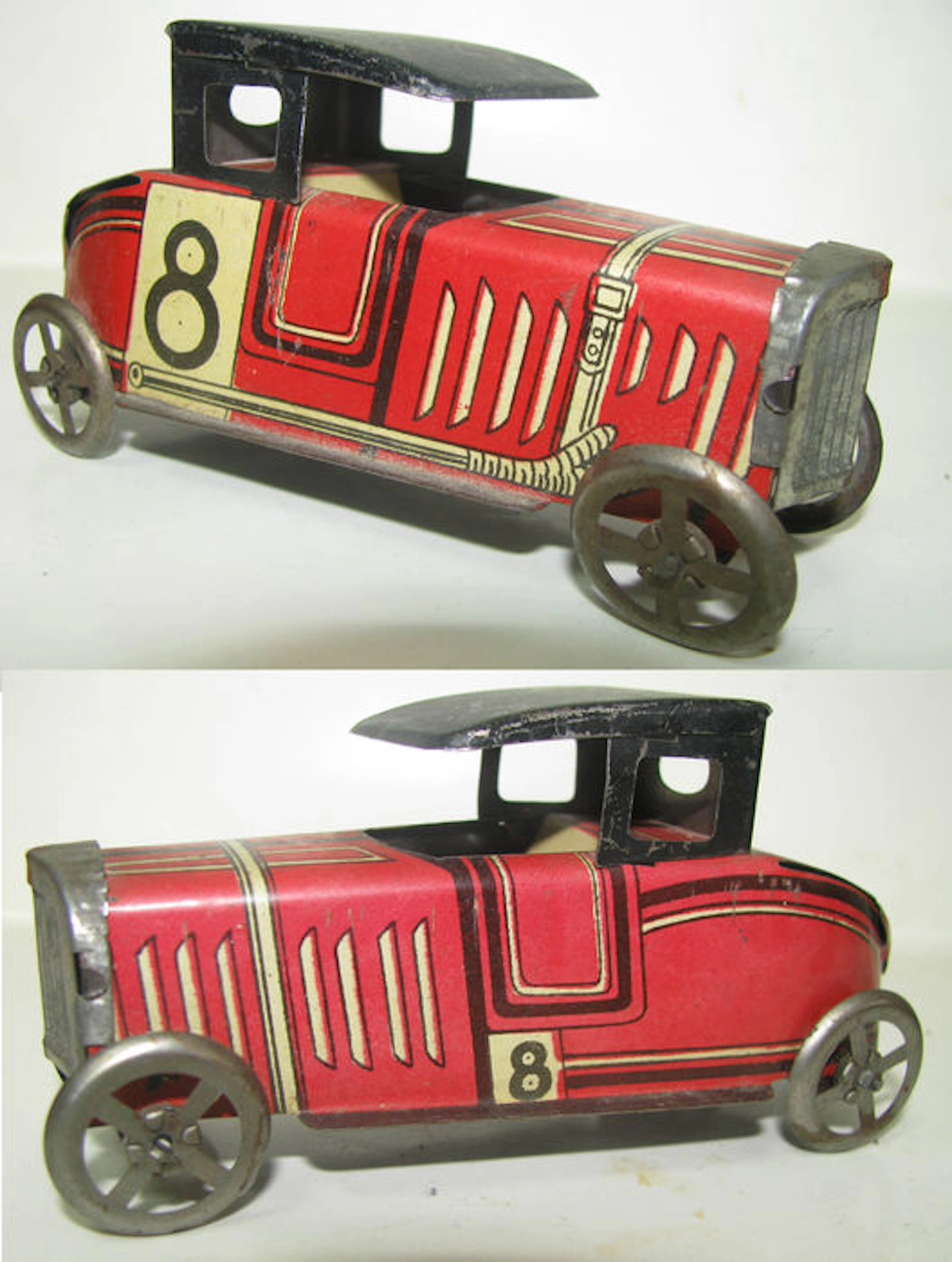 « PENNY TOY »Rare voiture en tôle lithographie nº 8--RICO (Espagne)-1940s