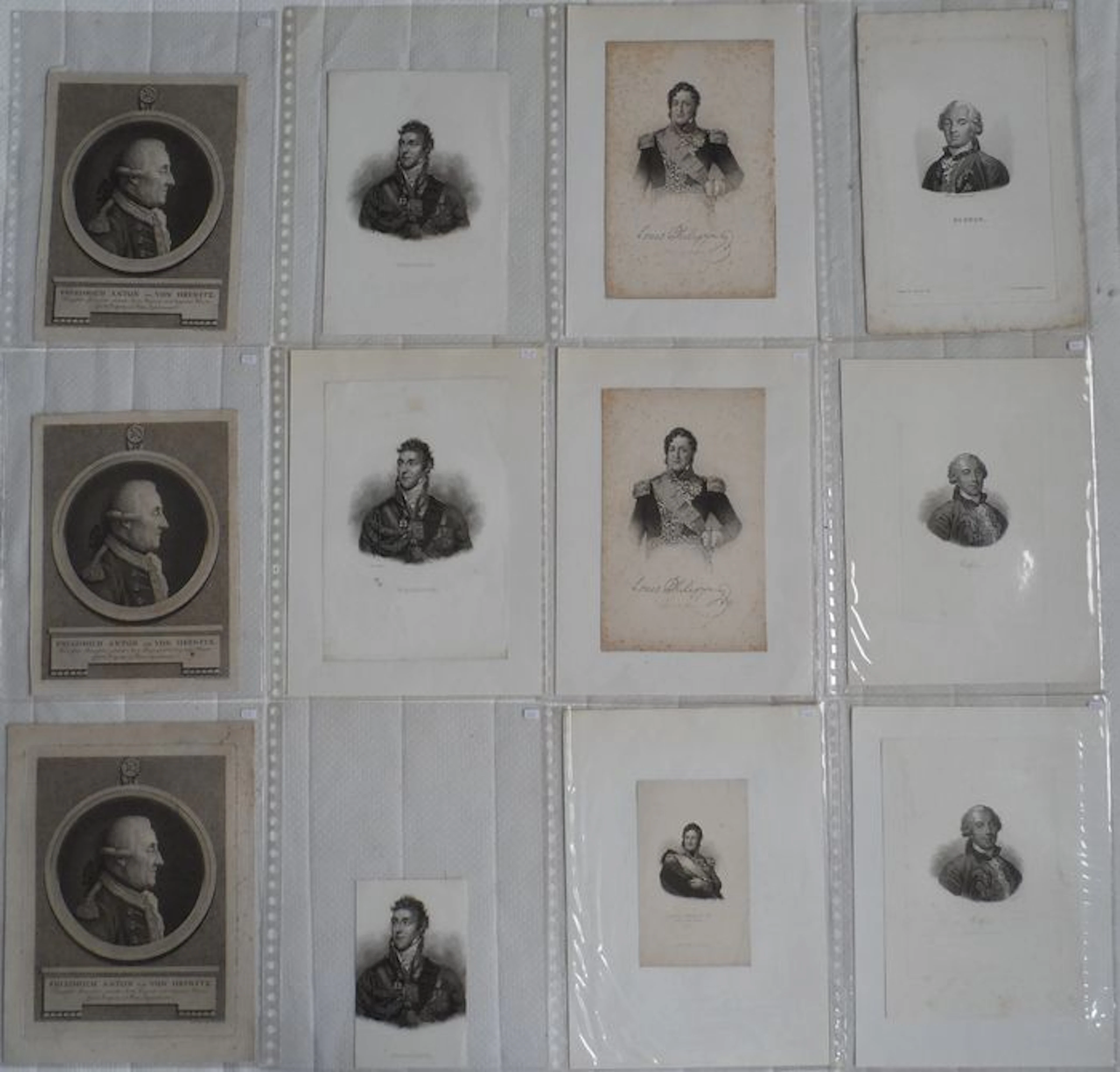 Diverse makers - 12 portret gravures, 18-19e eeuw