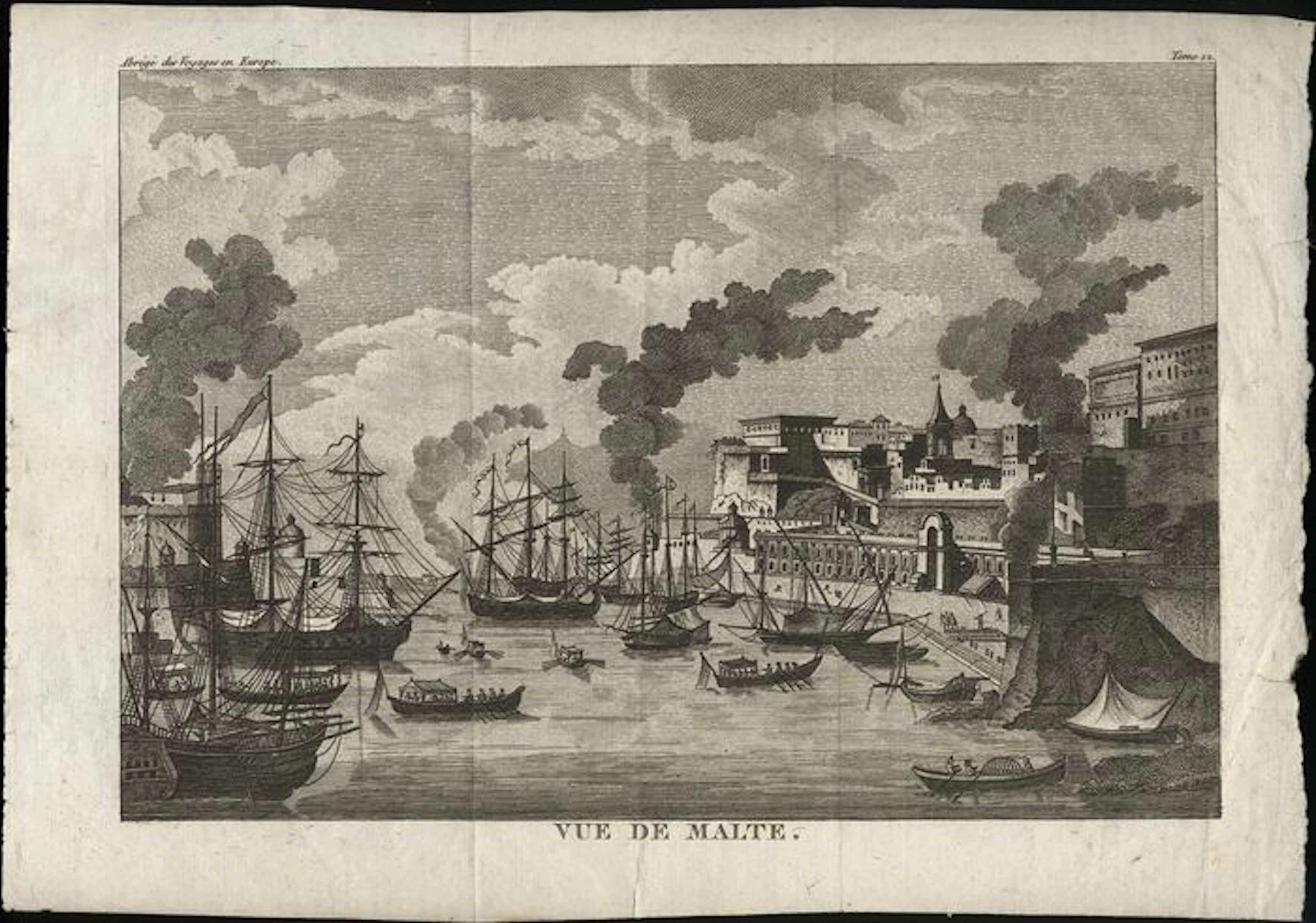 Lot de 4 estampes : 1/ Vue de Malte - Anonyme - 18 eme - 2/ Port de Royan - 1655 - 3&4/ Allegories : La verite, la justice