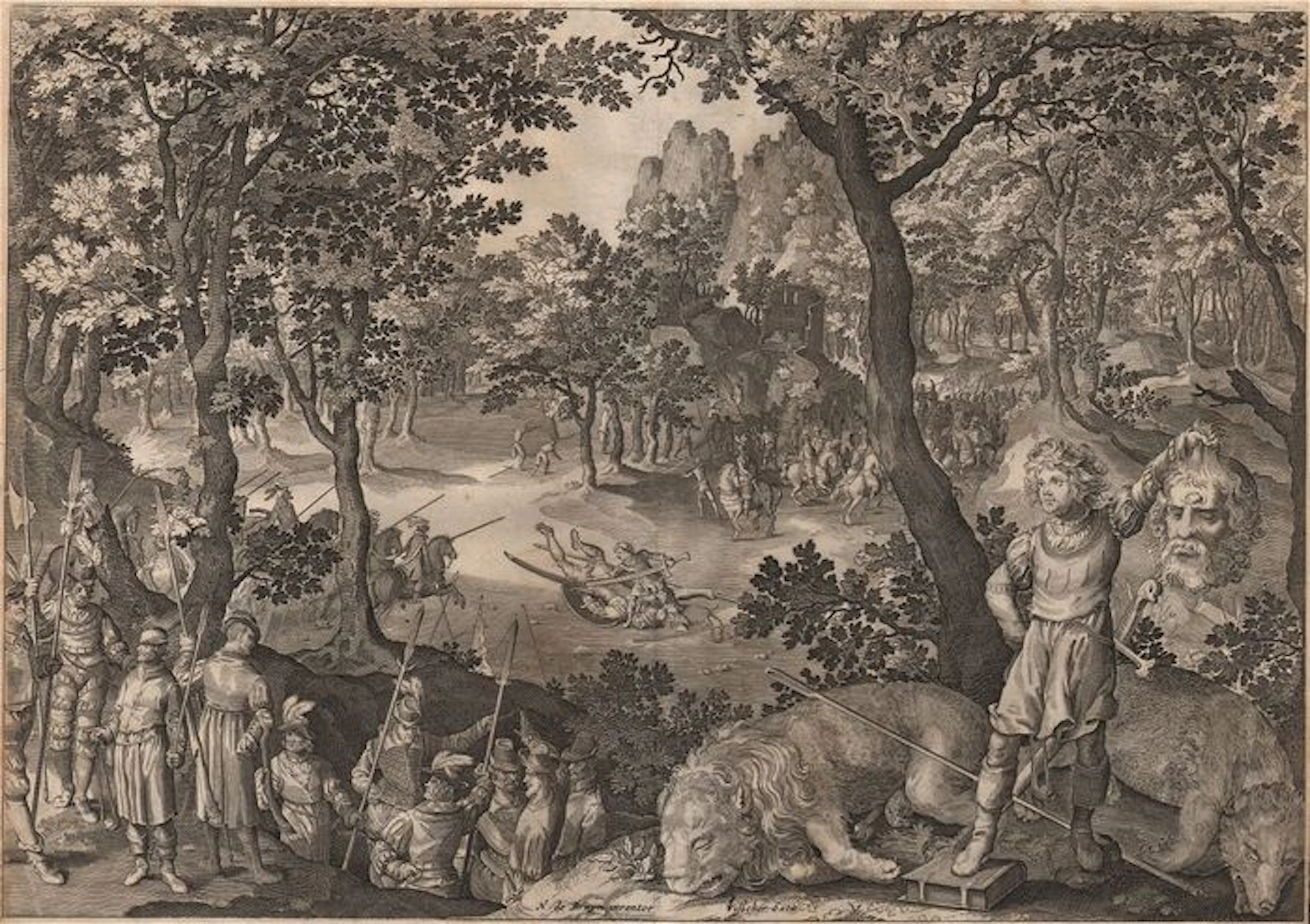 Nicolaas de Bruyn (1571 - 1656) - David en Goliath in een landschap