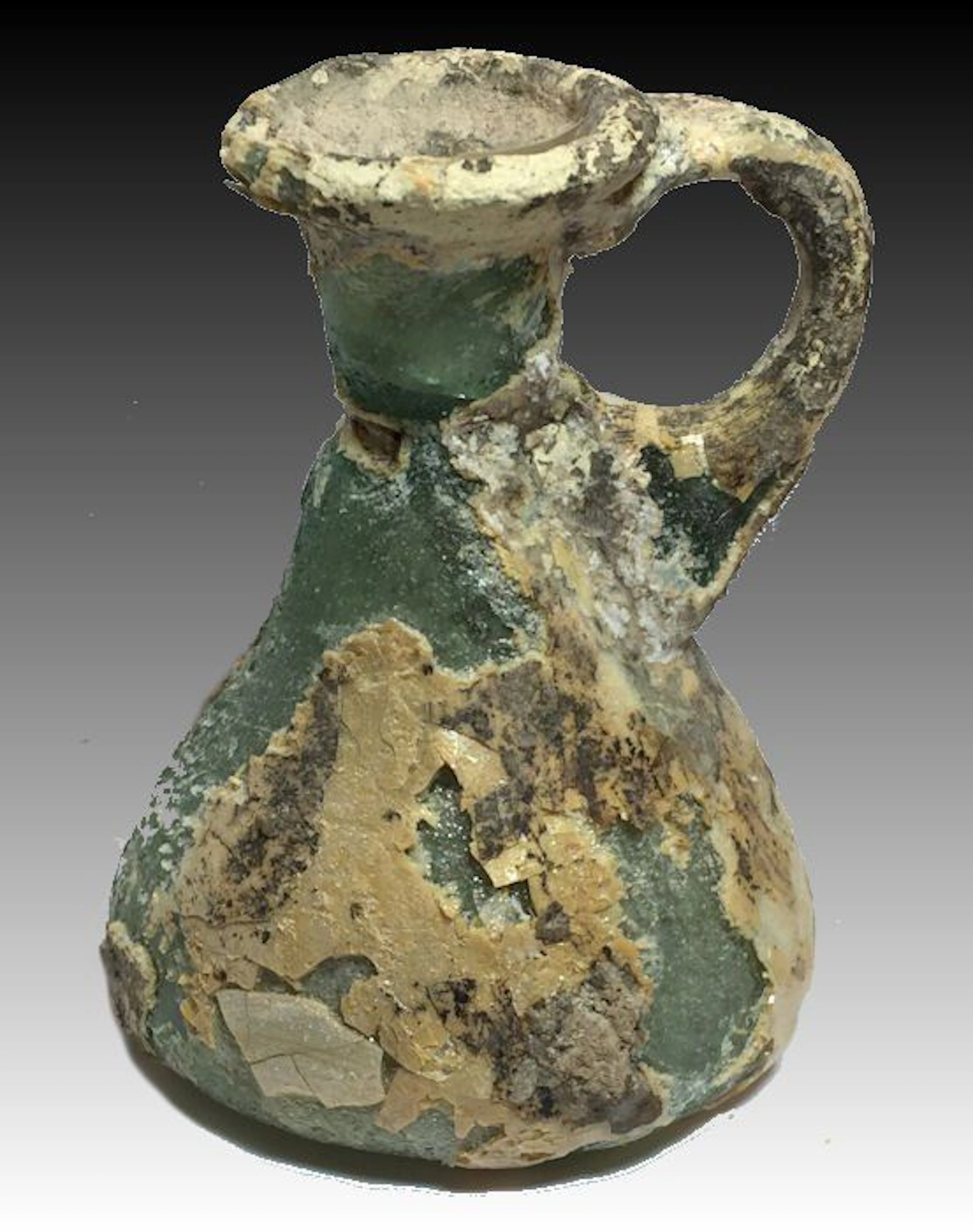Beautiful and interesting Roman glass jar - 9 cm