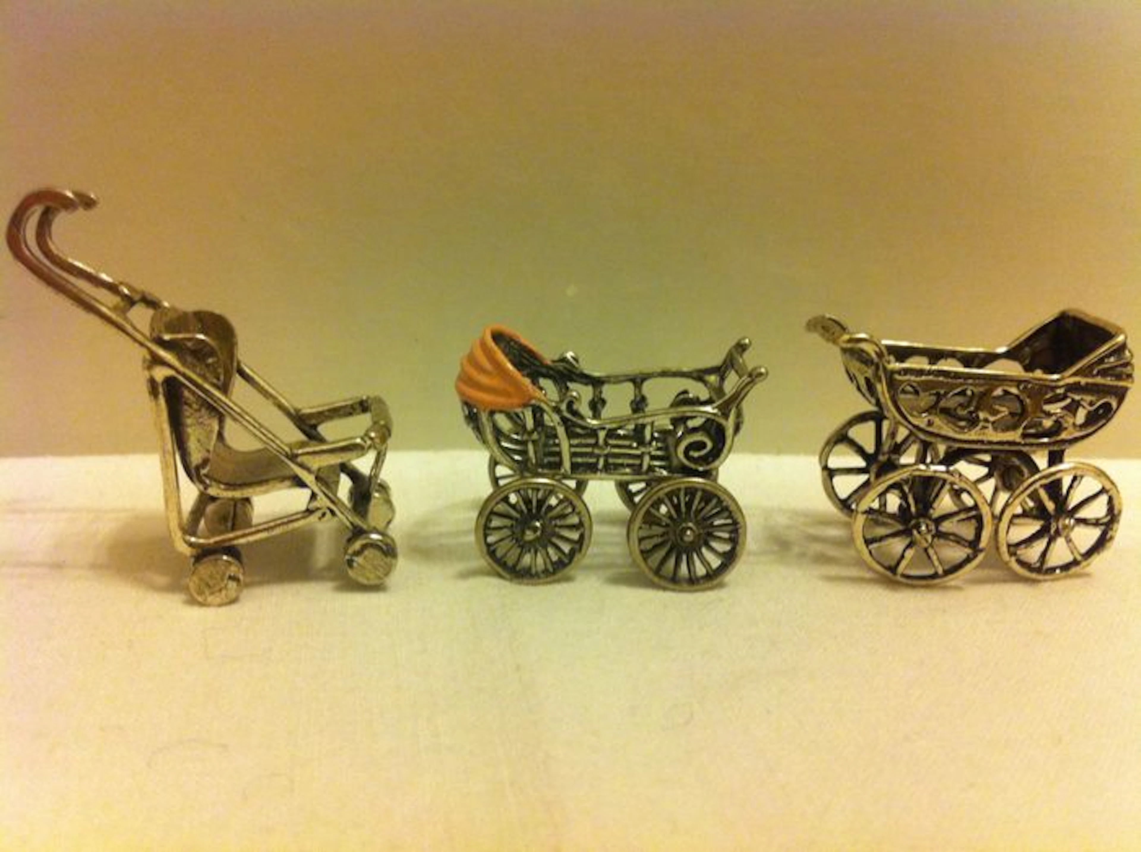 Lot of 3 silver miniatures