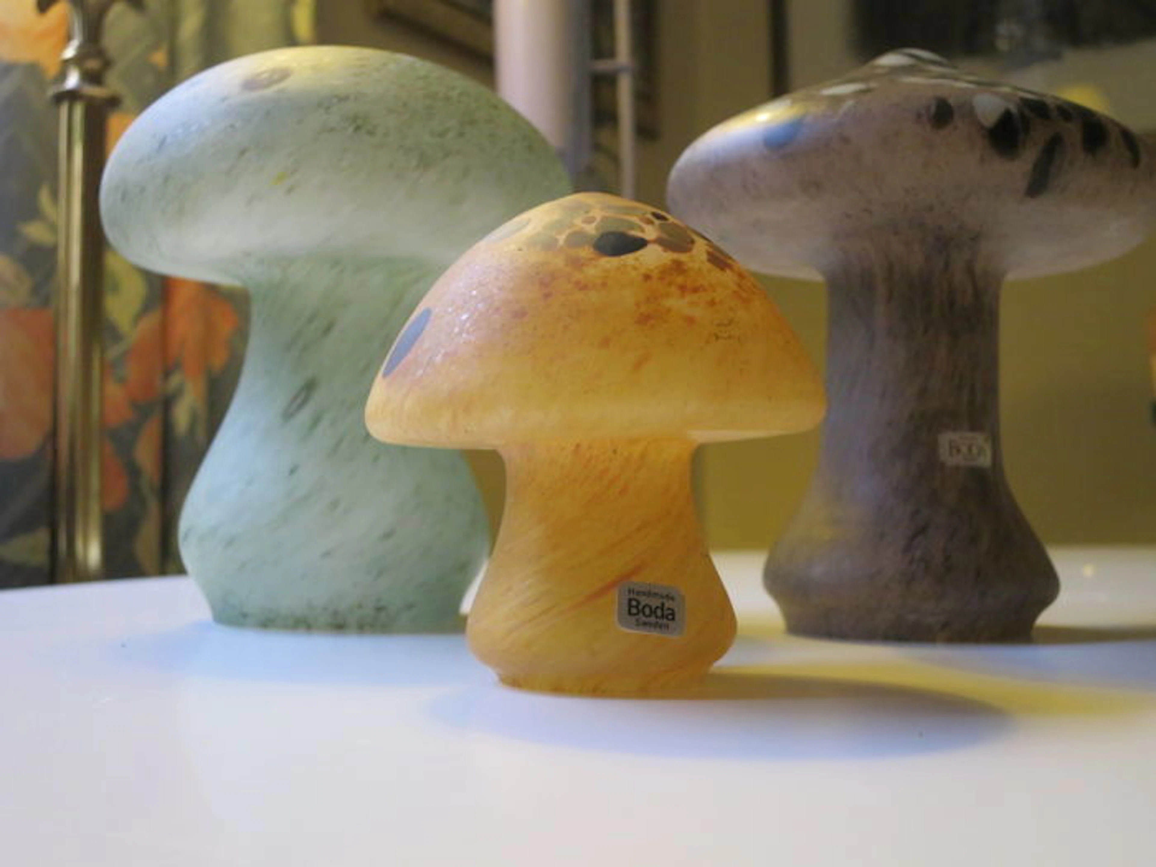 Monica Backström (Kosta Boda) - Three glass mushrooms