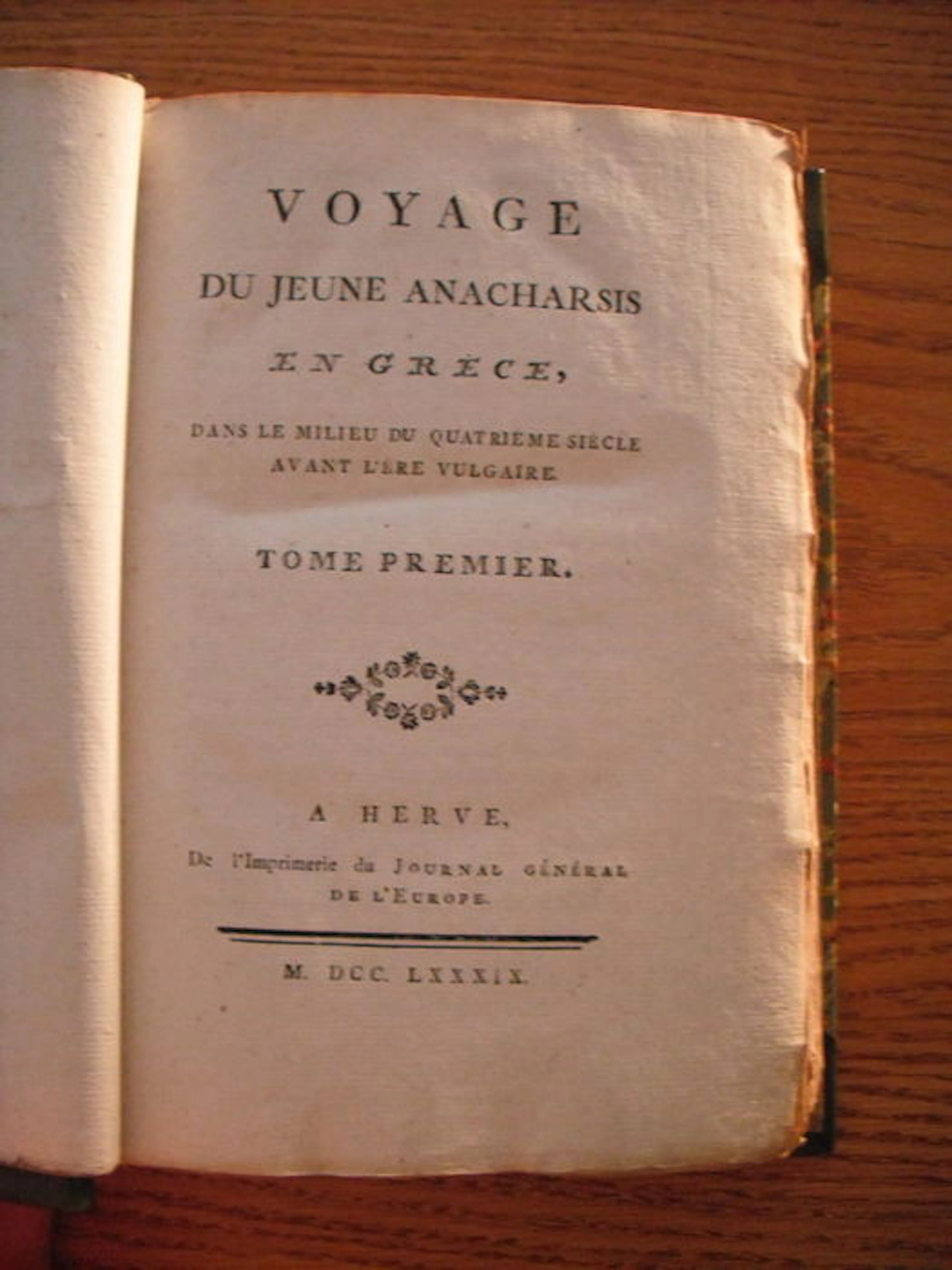 Ancient Travel; A. Herve - Voyage du jeune Anacharsis en Grèce dans le milieu du quatrième siècle avant l'ère vulgaire (5 volumes) 1789
