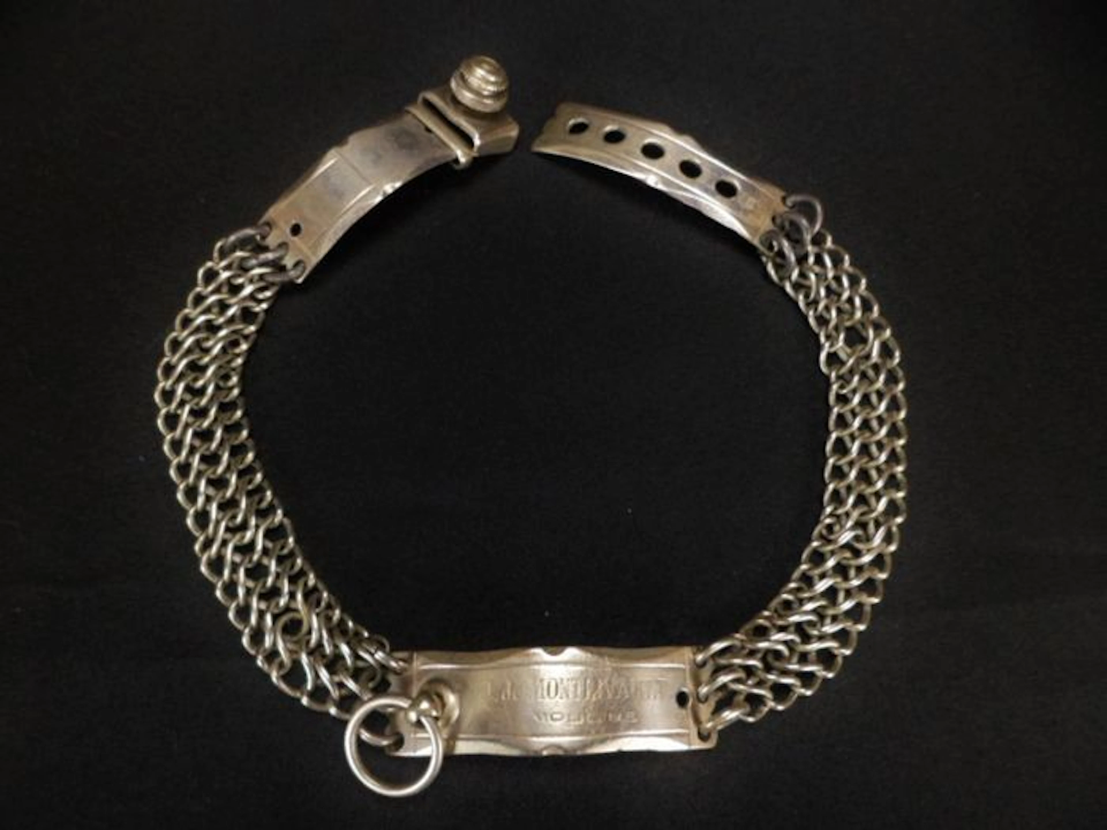Old dog chain in white metal - start of the 20th century