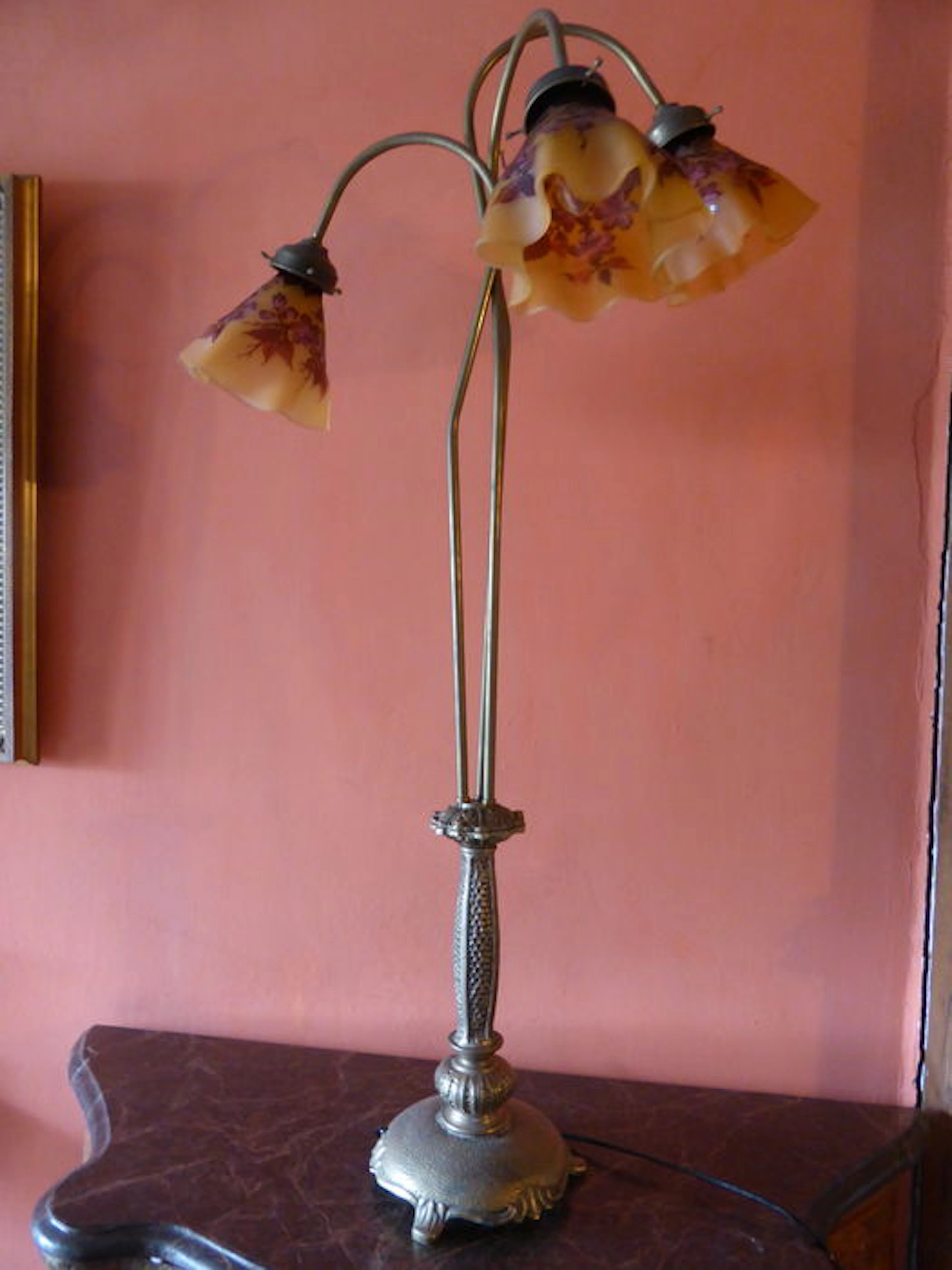 Standing lamp with bronze patina base - Paris - France - late 20th century