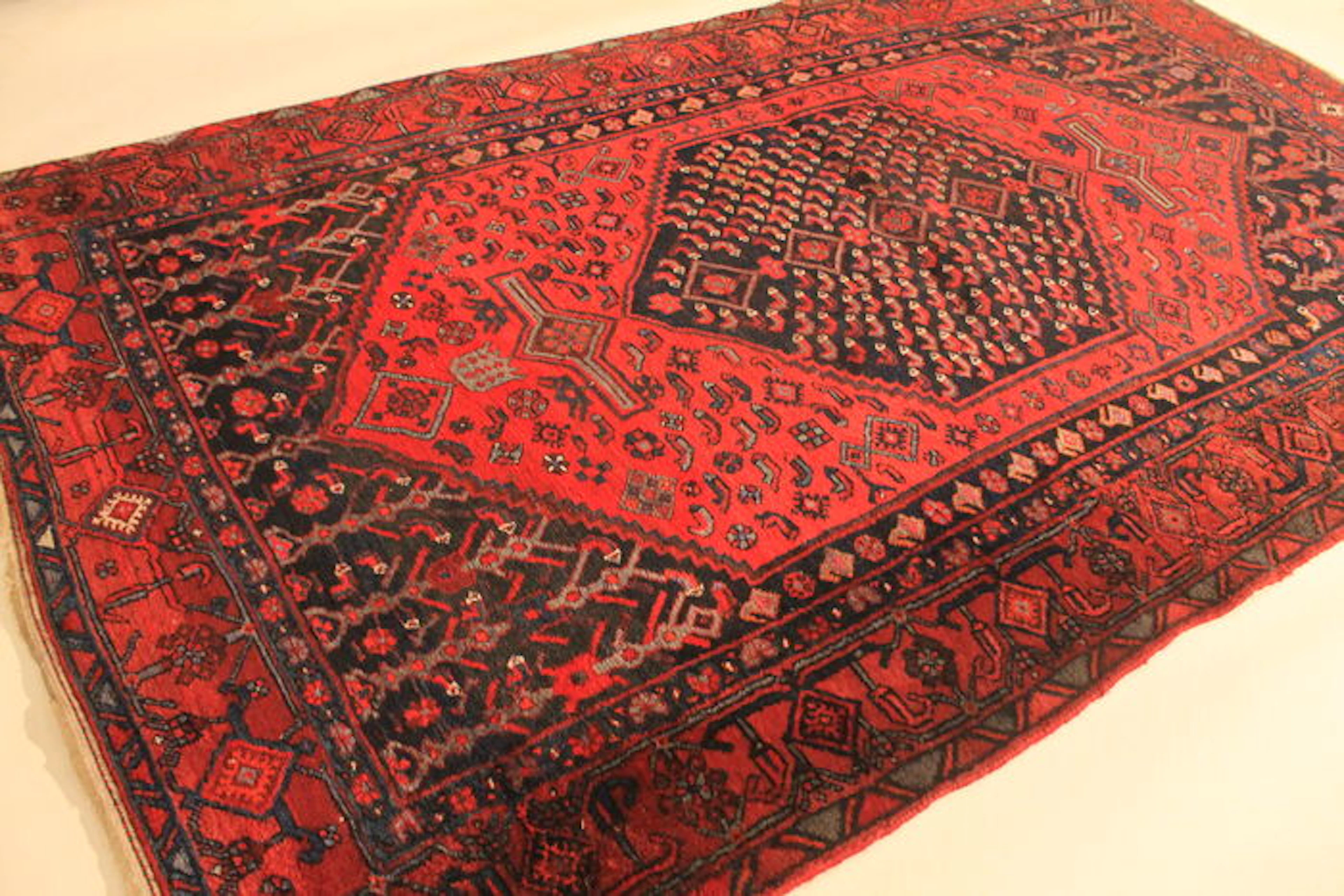 Antiker Perser Teppich Bidjar Kurde Wolle auf Wolle Pflanzenfarben um 1930 Made in Iran 120X220cm