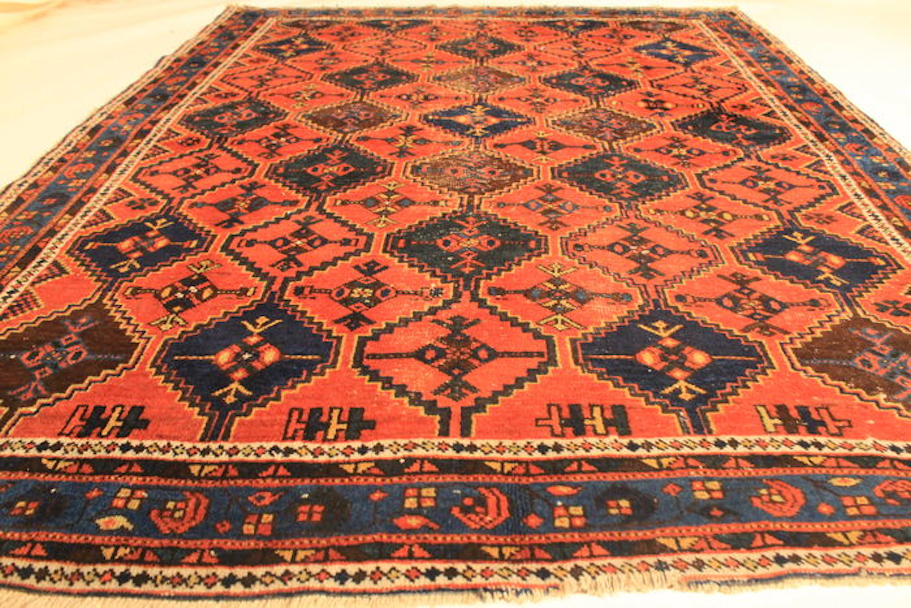 Antiker Handgeknüpfter Perser Teppich Felder Afschari Wolle auf wolle Pflanzenfarben 160X200cm