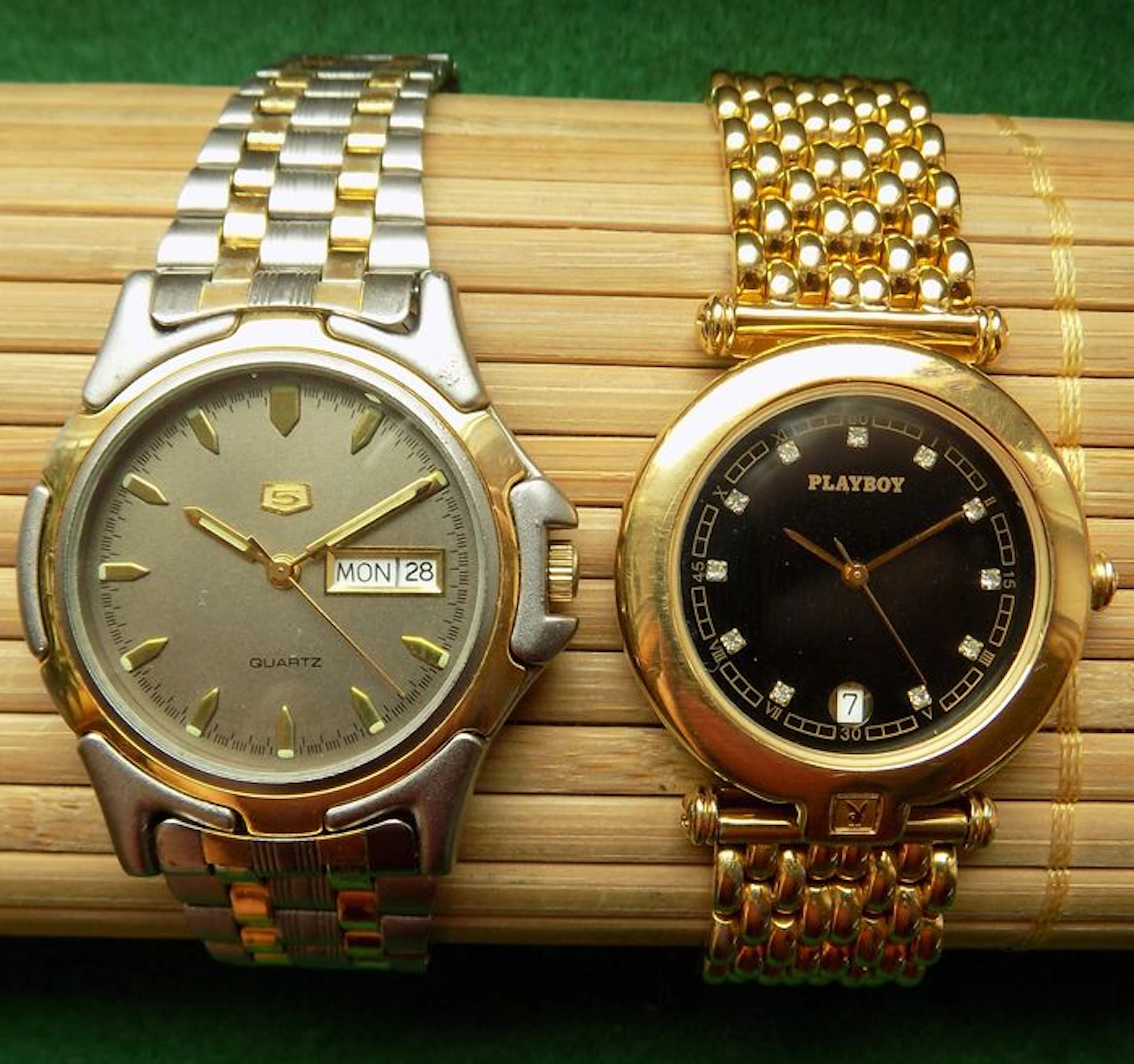 Japona 5 Day Date + Playboy Date -- lot of two ladies' / men's wrist watches 2000's