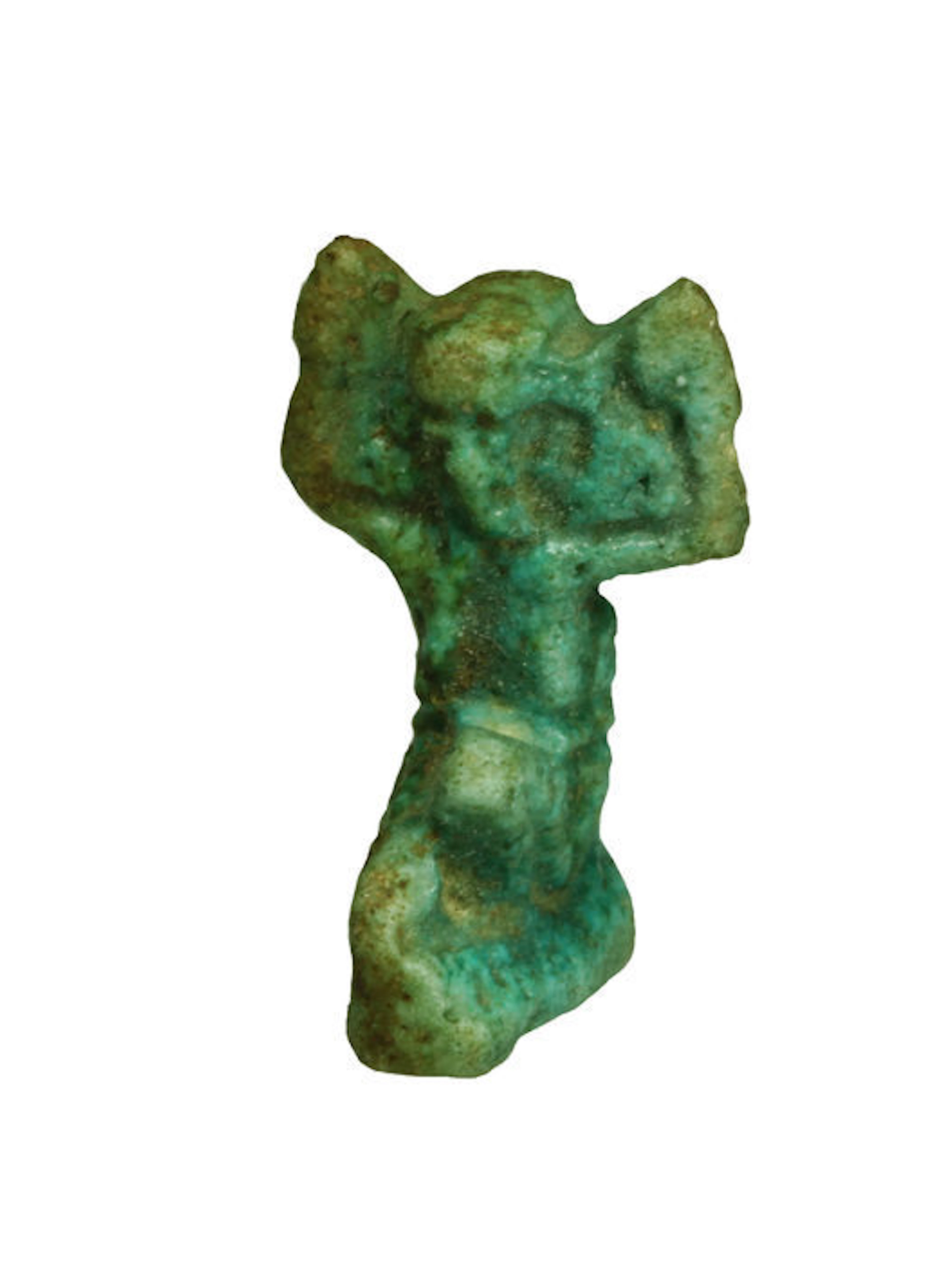 Ancient Egyptian faience amulet depicting the god SHU - 3 x 2 cm