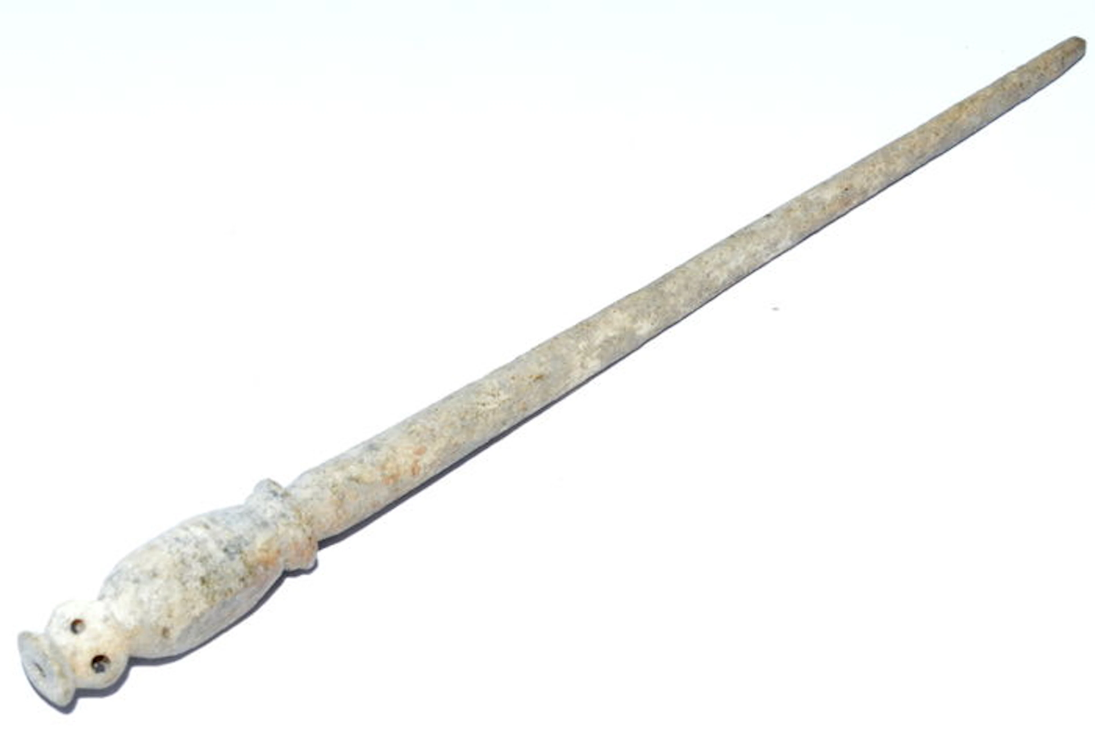 Ancient Roman Bone Cloth Pin with Decorated Terminal