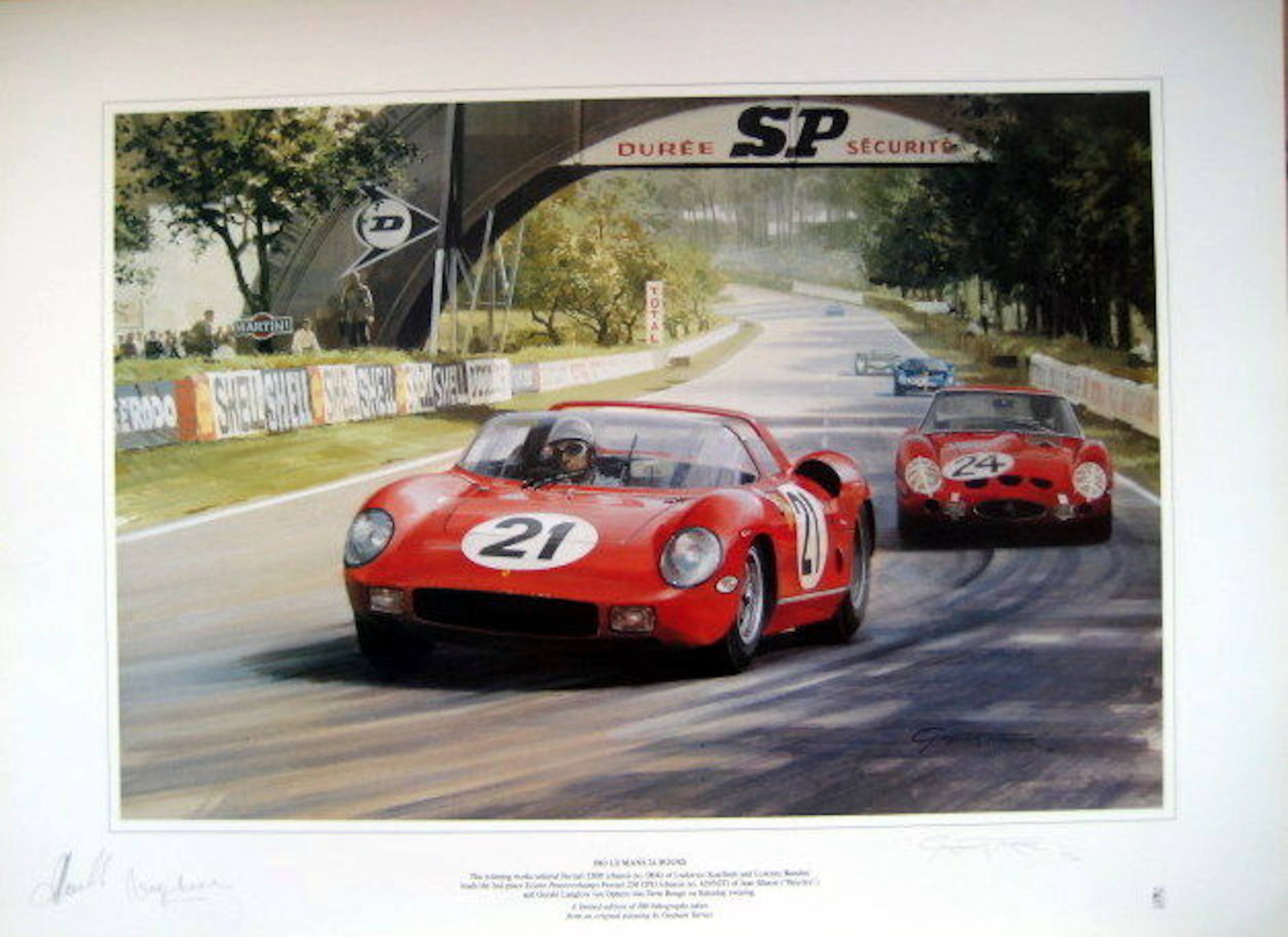 Art Lithograph - "Le Mans 24 Hours 1963" - Ferrari 250P with Scarfiotti/Bandini (Winner) - Artist : Graham Turner
