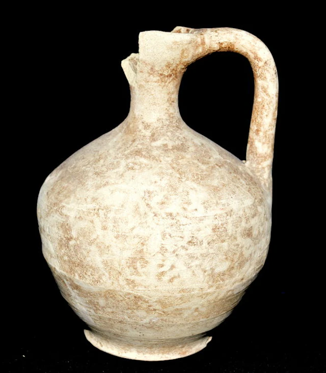 Greek / Cypriot Ceramic Jug / Wine Flagon - 155 mm / 220 grams