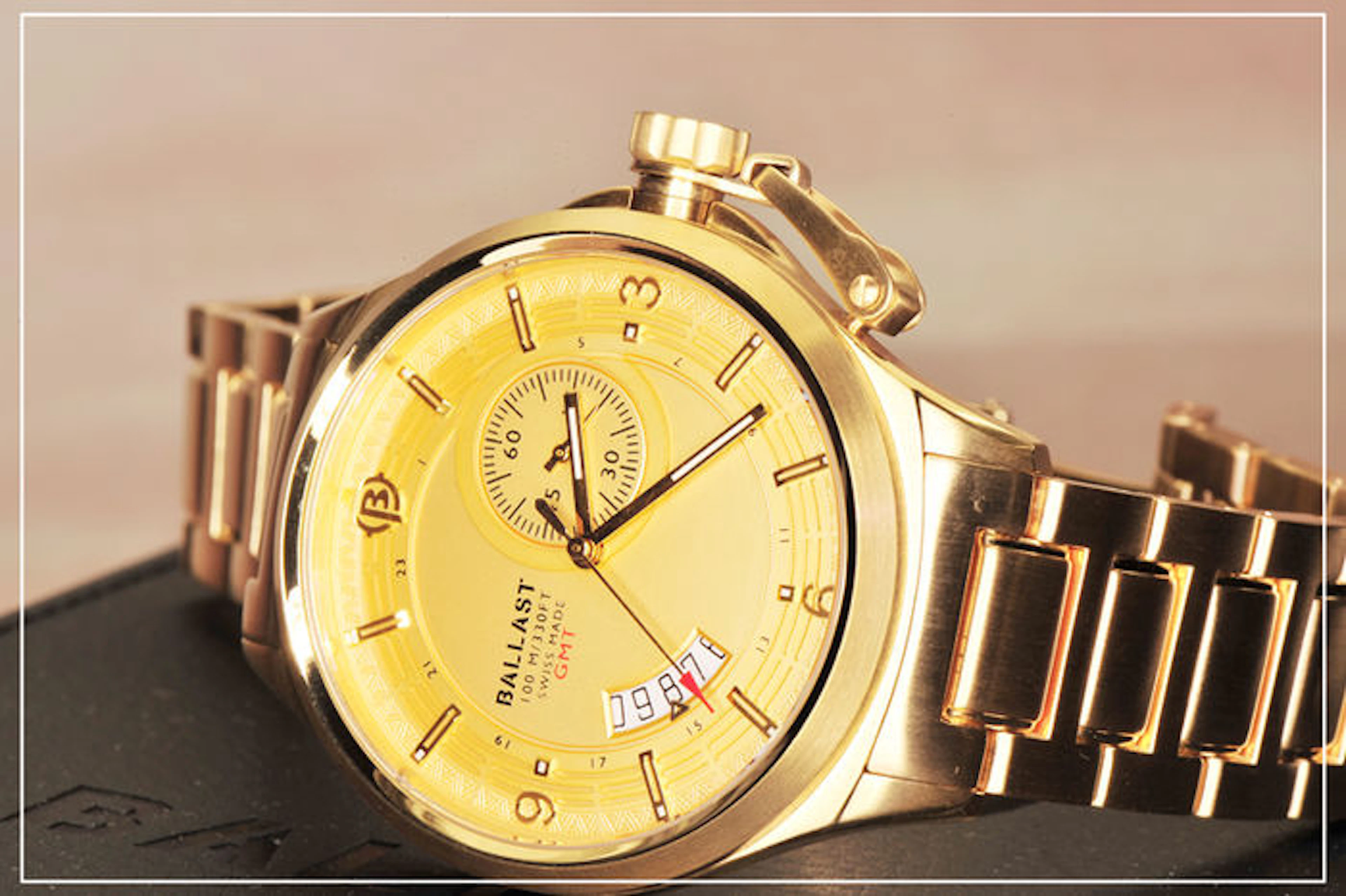 Ballast Trafalgar Dress GMT: Swiss made, gold plated men's watch, never worn, mint condition 2016