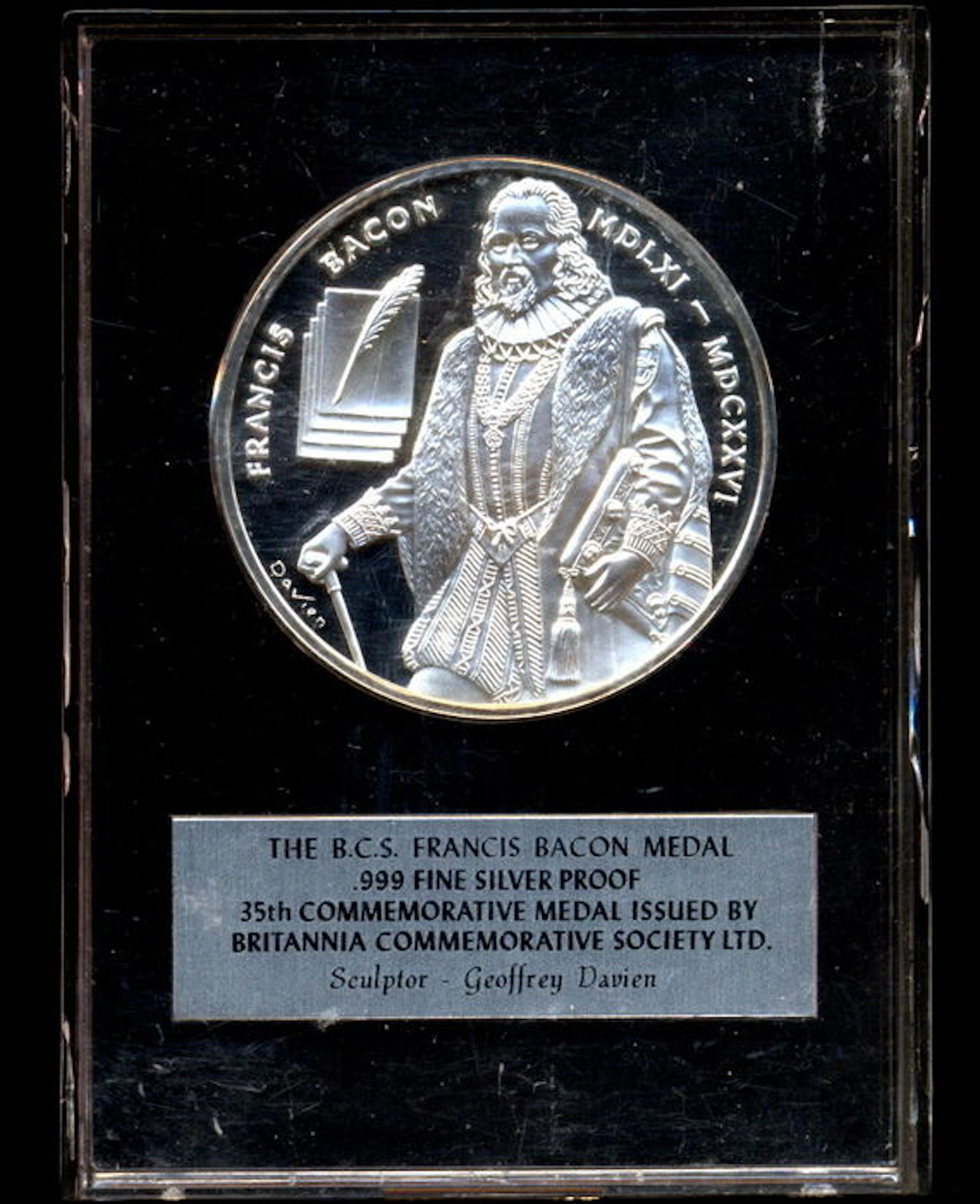 Britannia Commemorative Society Ltd.(1971). 35th Francis Bacon. Silver Medal
