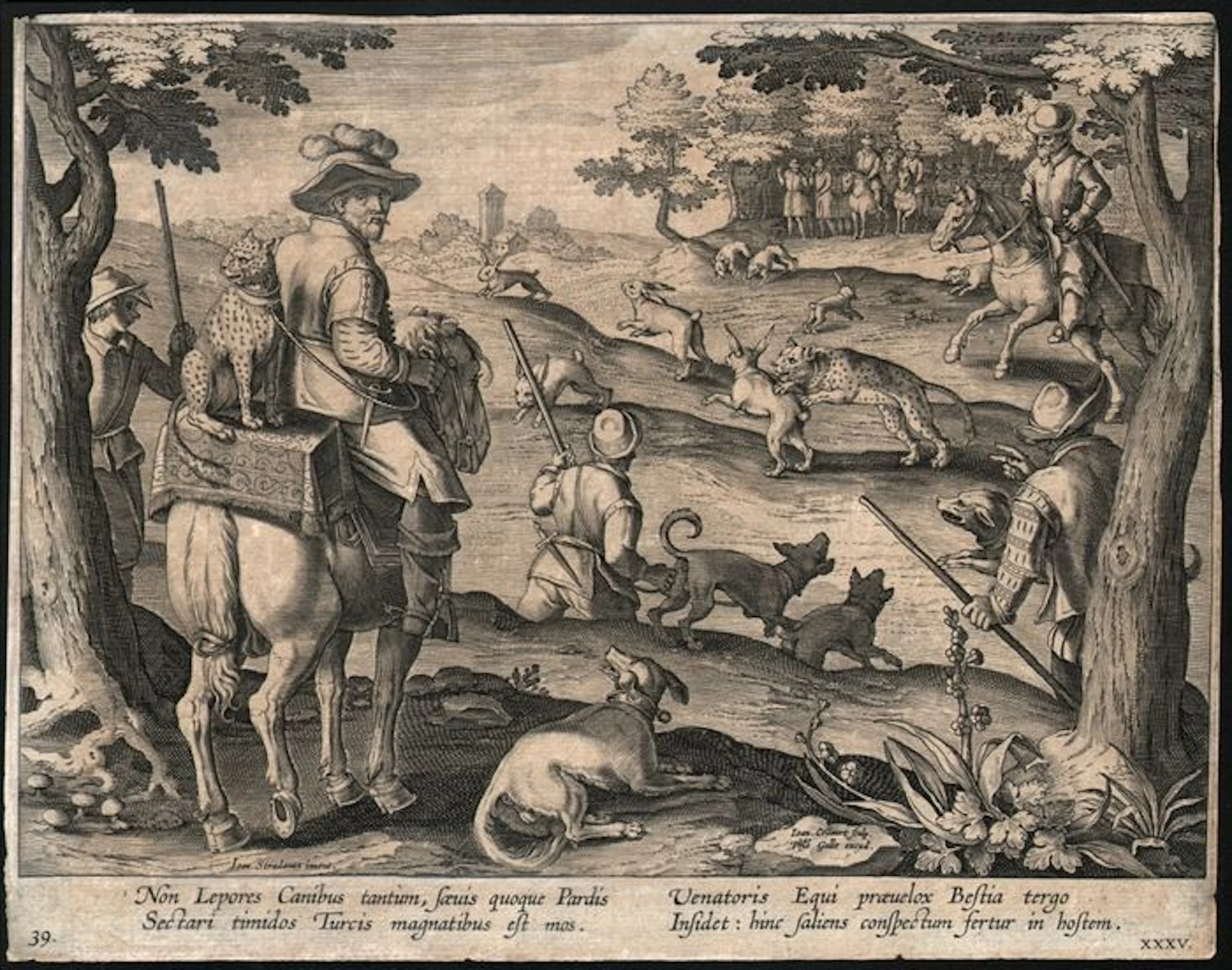 Jan Collaert ( 1561 - 1620 ) - Hunt with leopards.