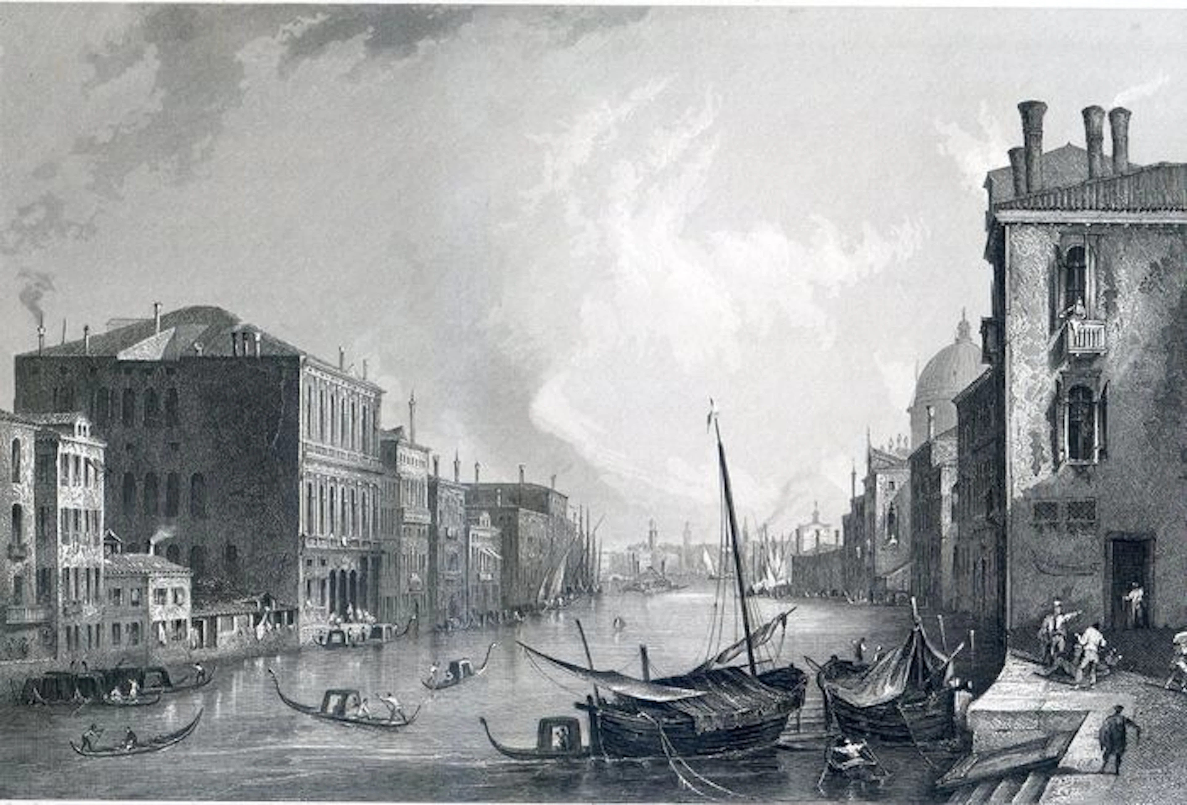 Venice - Venezia - Three antique engravings - Tre incisione antica" - After Antonio Canale (Canaletto) and Ferd. Wagner among others