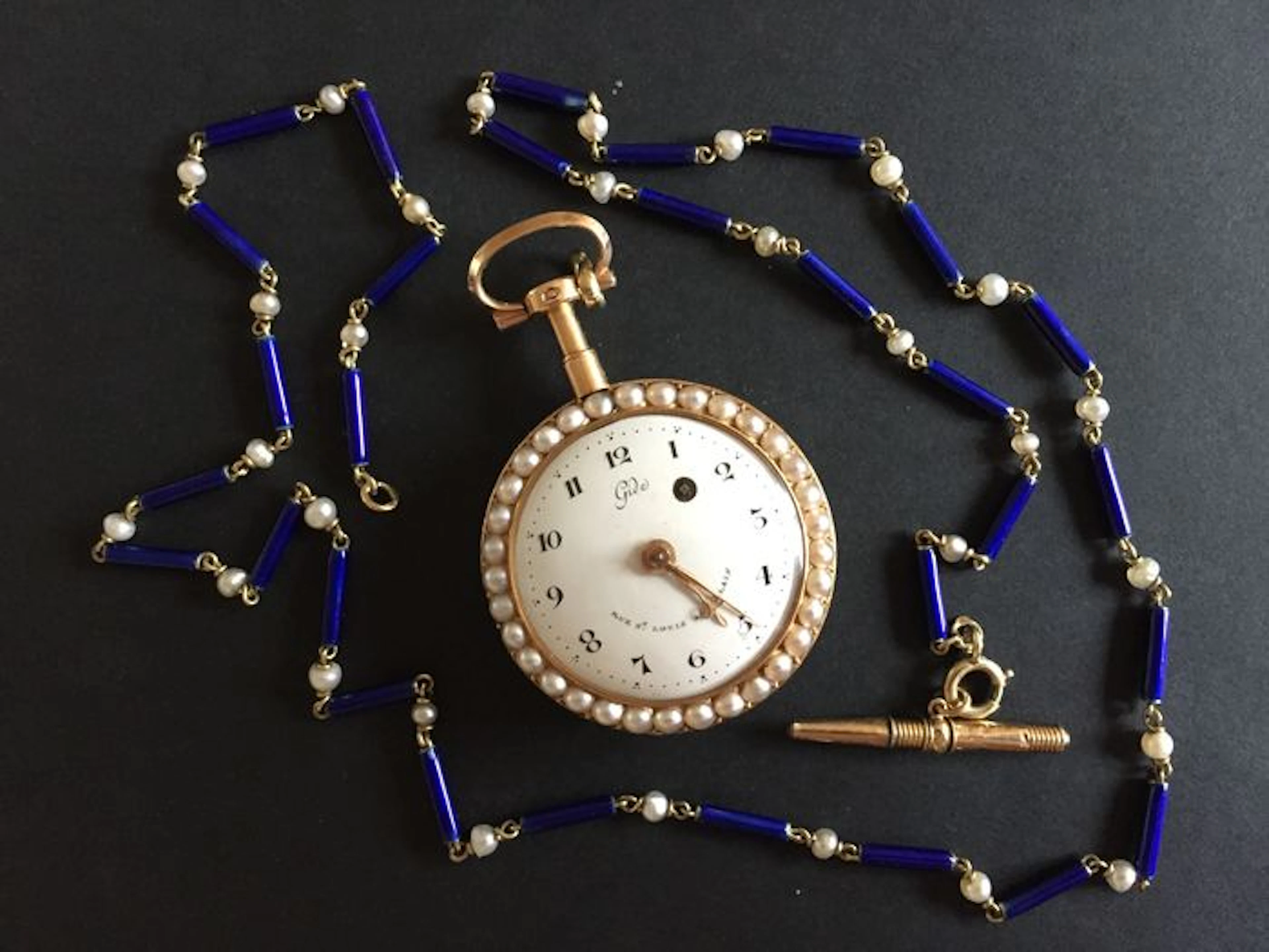 A very fine Xavier Gide gold, enamel and pearl pocket watch – Paris c. 1790