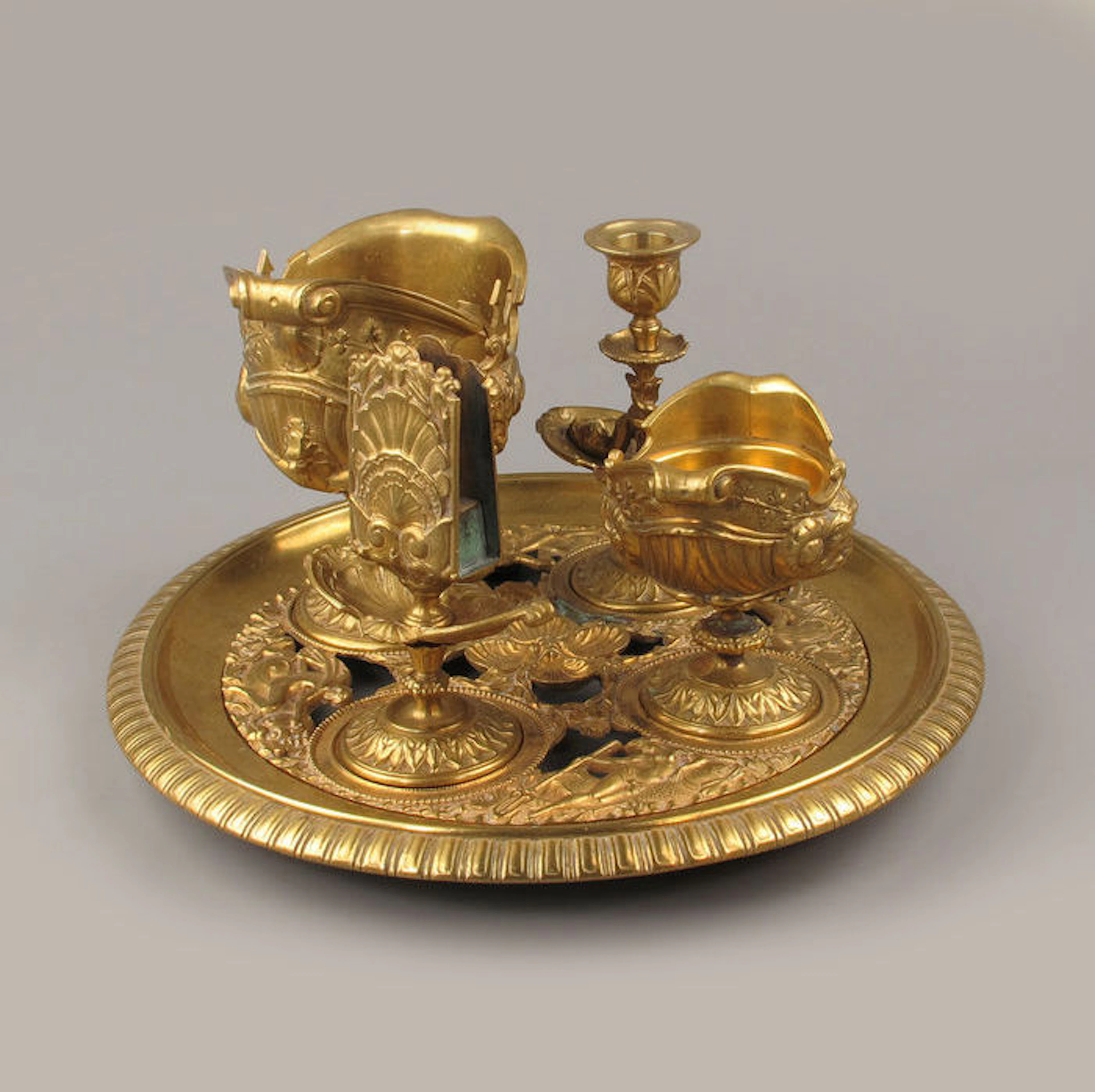 Antique Brass Cigar Smoking Set, Historismus around 1890