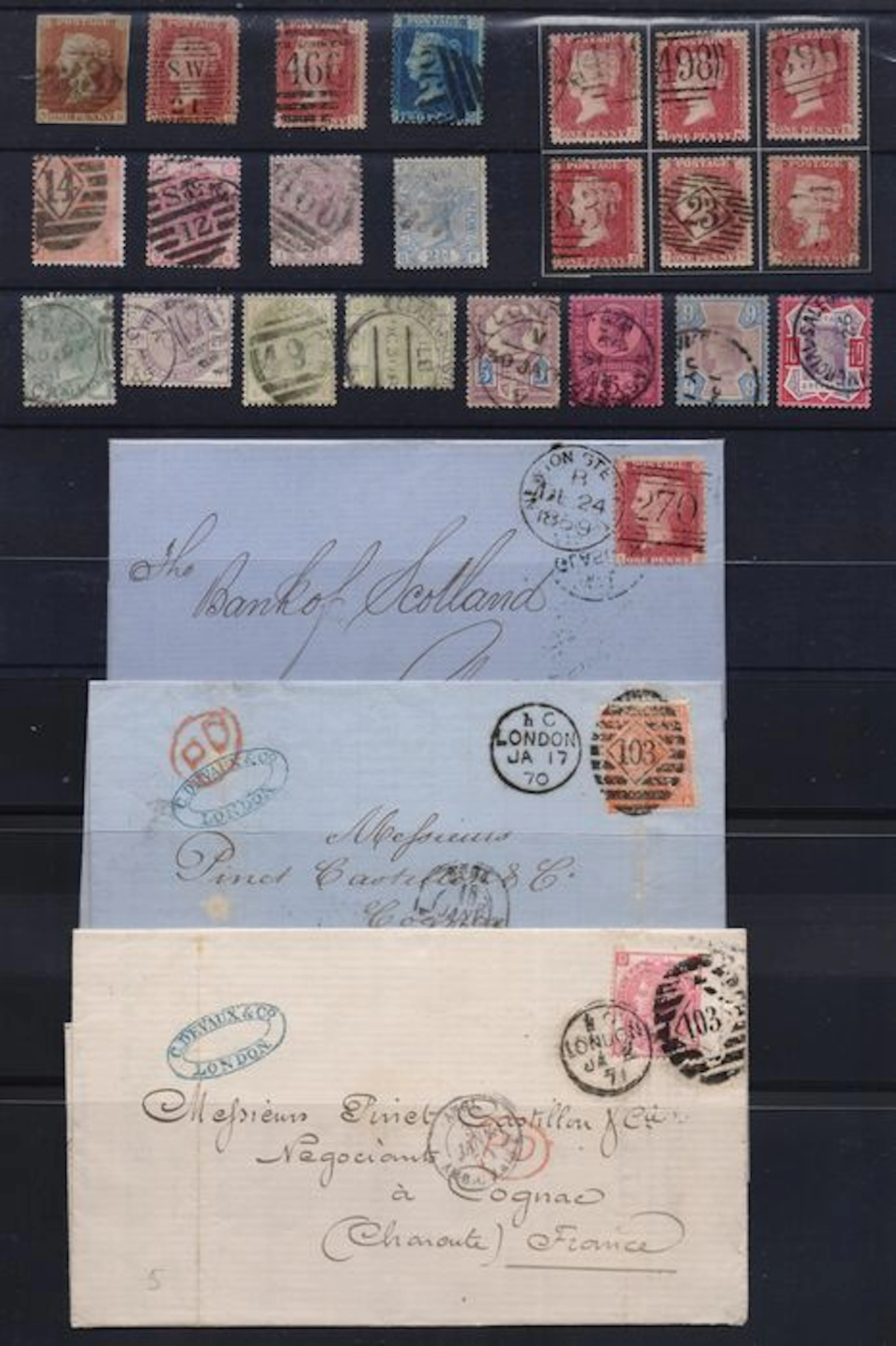 Gran Bretaña 1841/1887 - Selección de 22 sellos + 3 sobres enviados