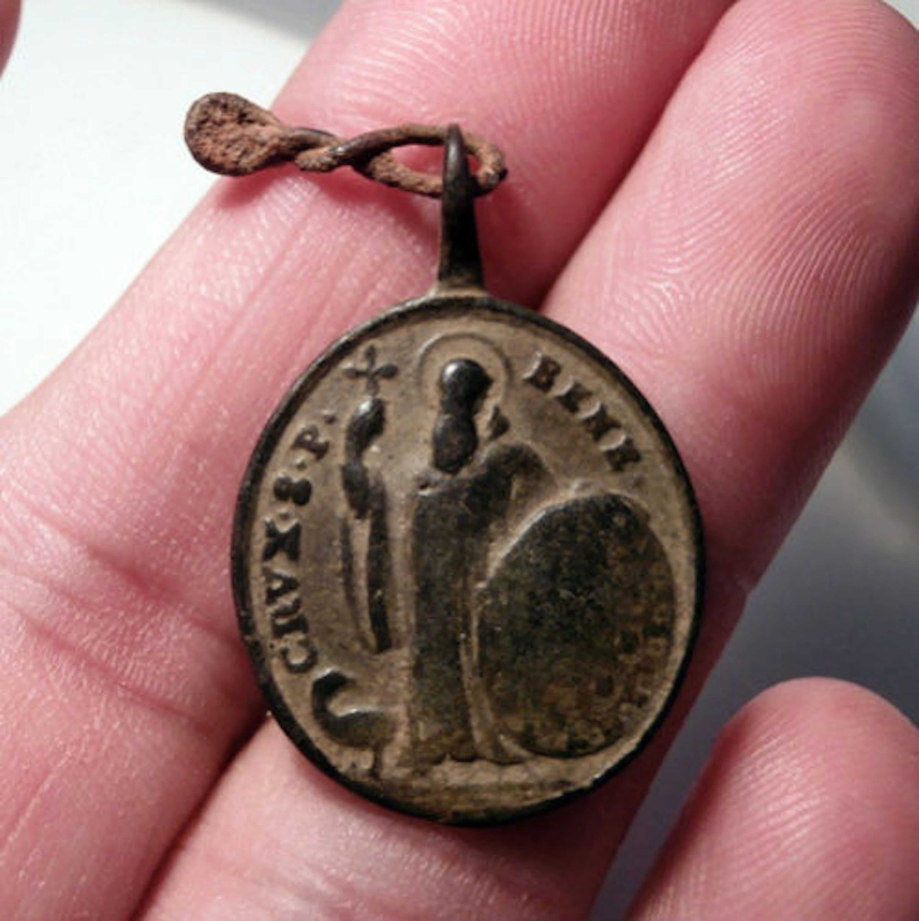 Spain - Rare Beautiful Bronze Medal Religious - St. Benedict of Nursia and Our Lady of Monserrat.. XVII century