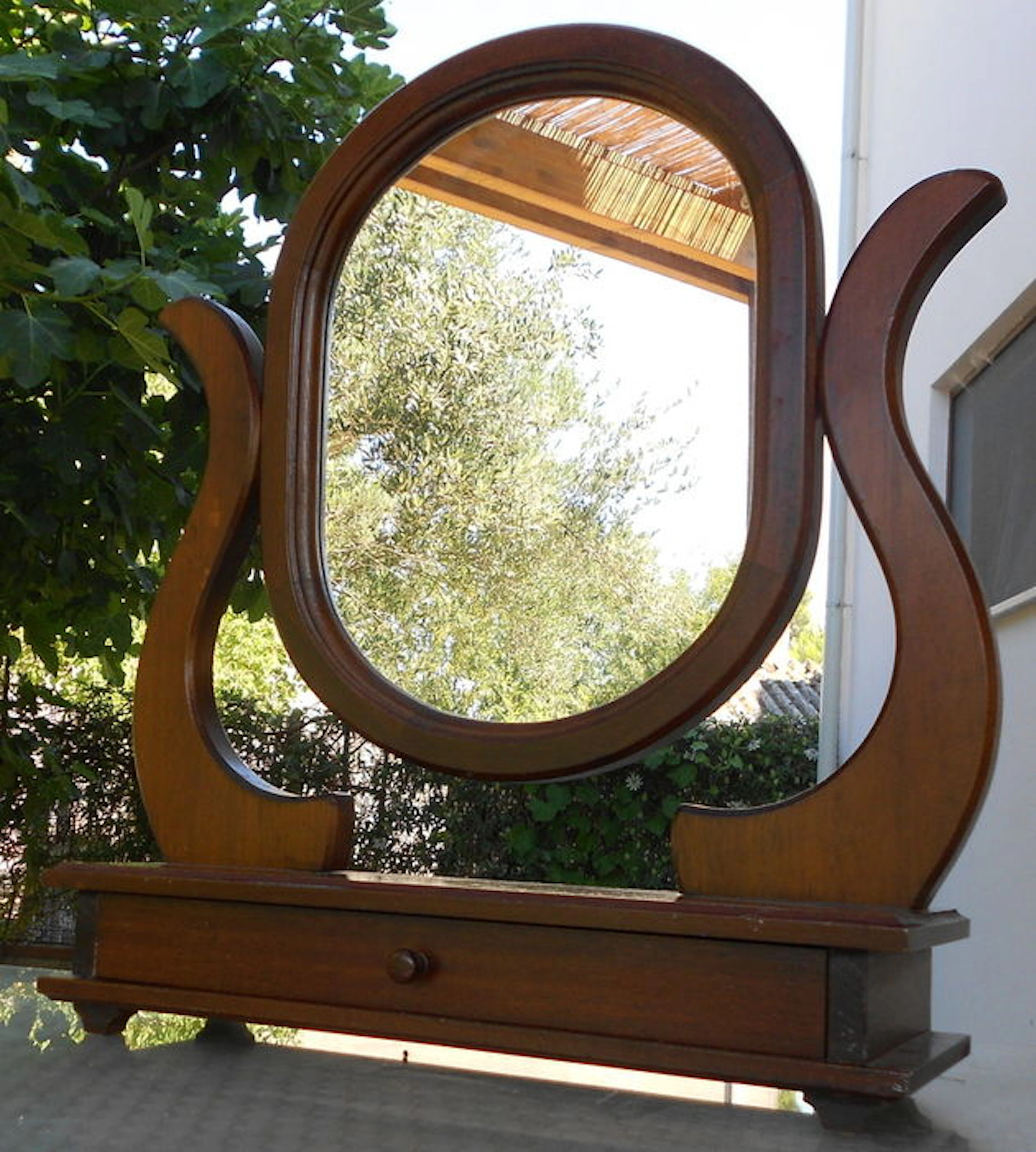Small toilet table with oval mirror and drawer - 20th century - Italy