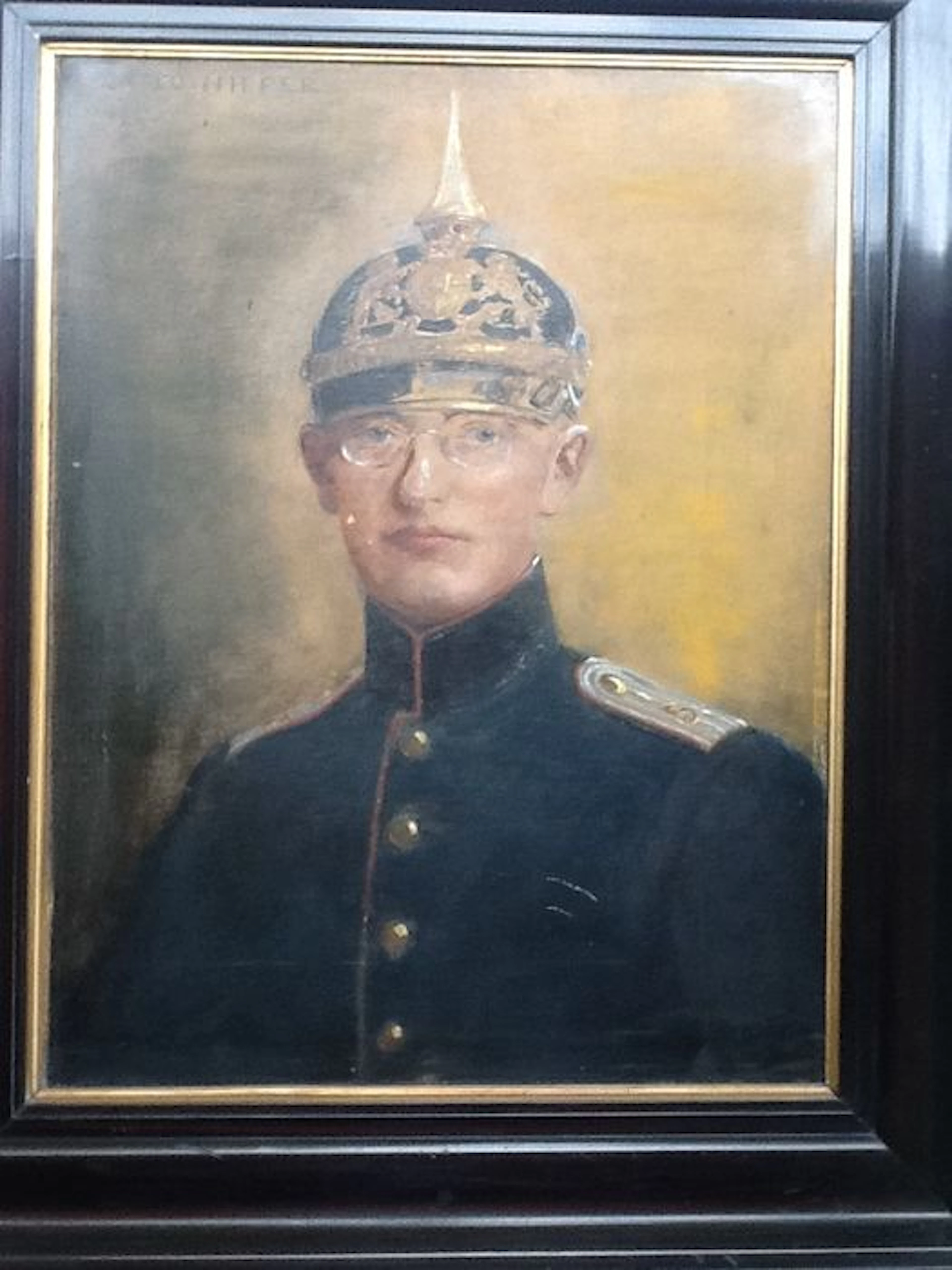 Ölgemälde auf Holz Leutnant bayerische Feldartillerie 1915 Maler ist Carlo Nieper