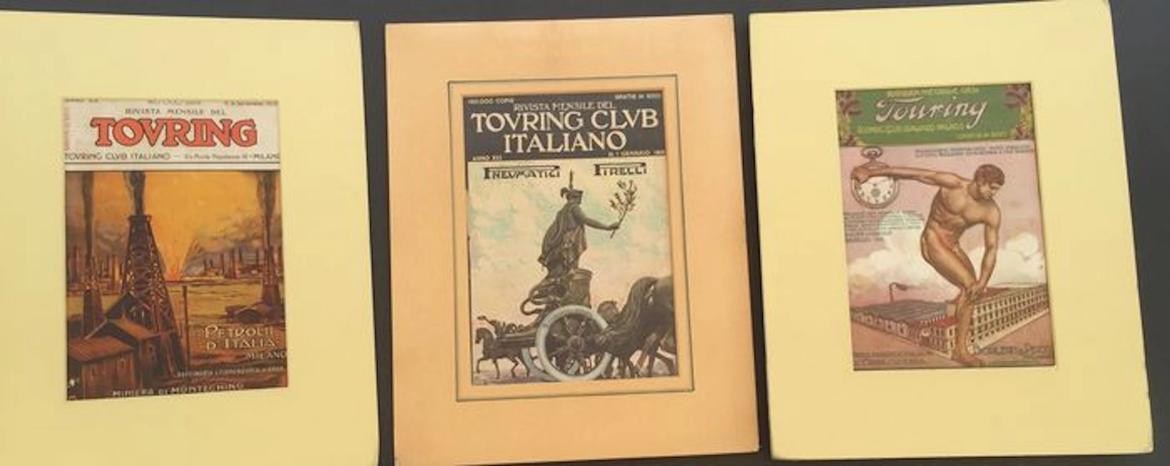 Three Publicity of Watches Borletti, Pirelli Tyres and Petrol refinery 1908-1916 - on paper