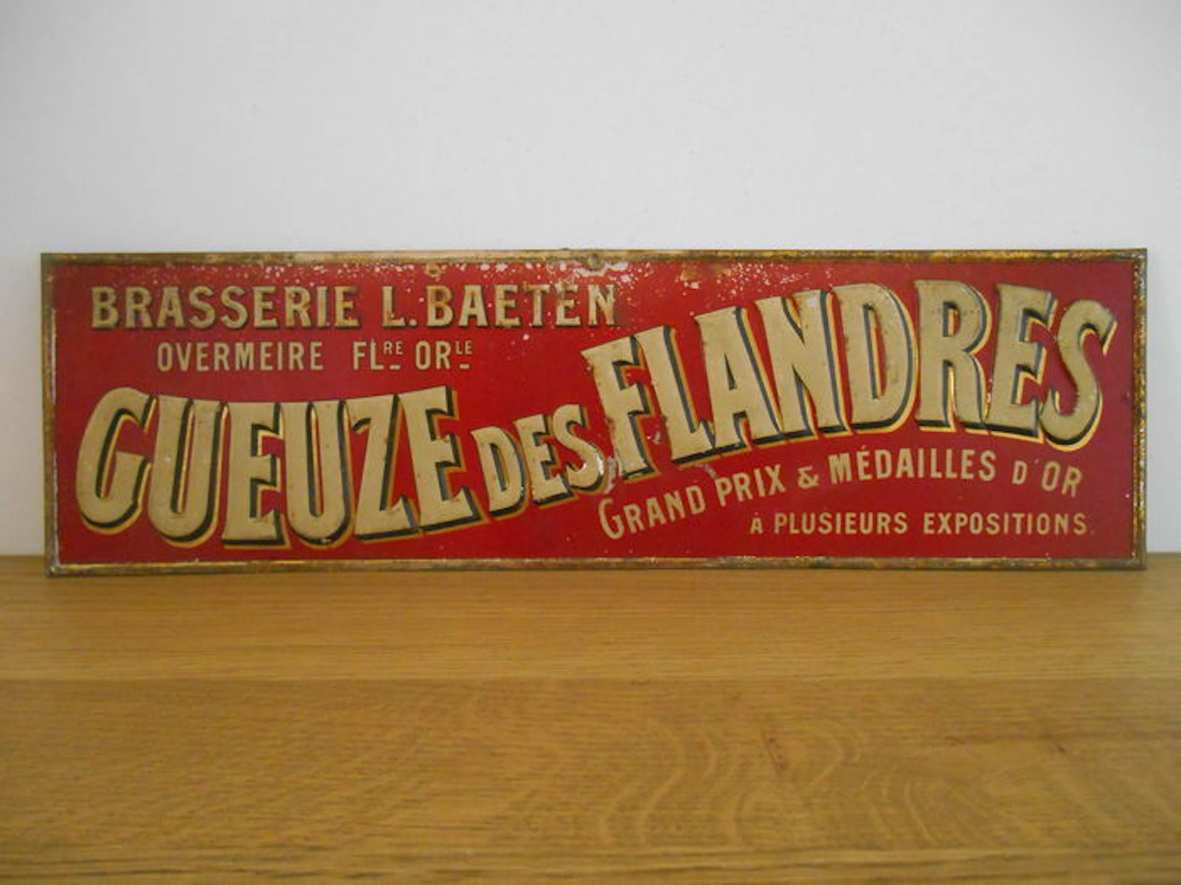 Metal advertising sign by Gueuze des Flandres from 1920