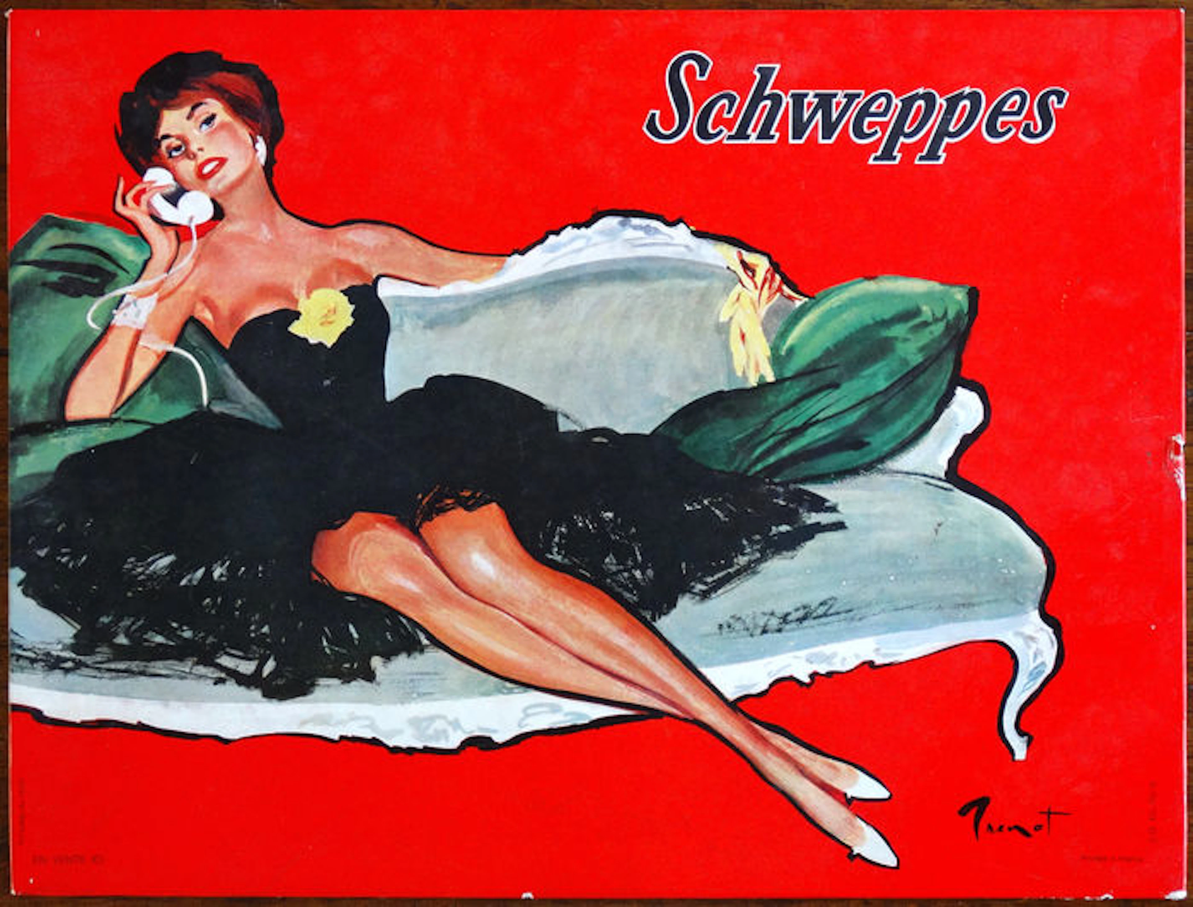 Schweppes – elegant advertising sign by Pierre-Laurent Brenot – approx. 1960s