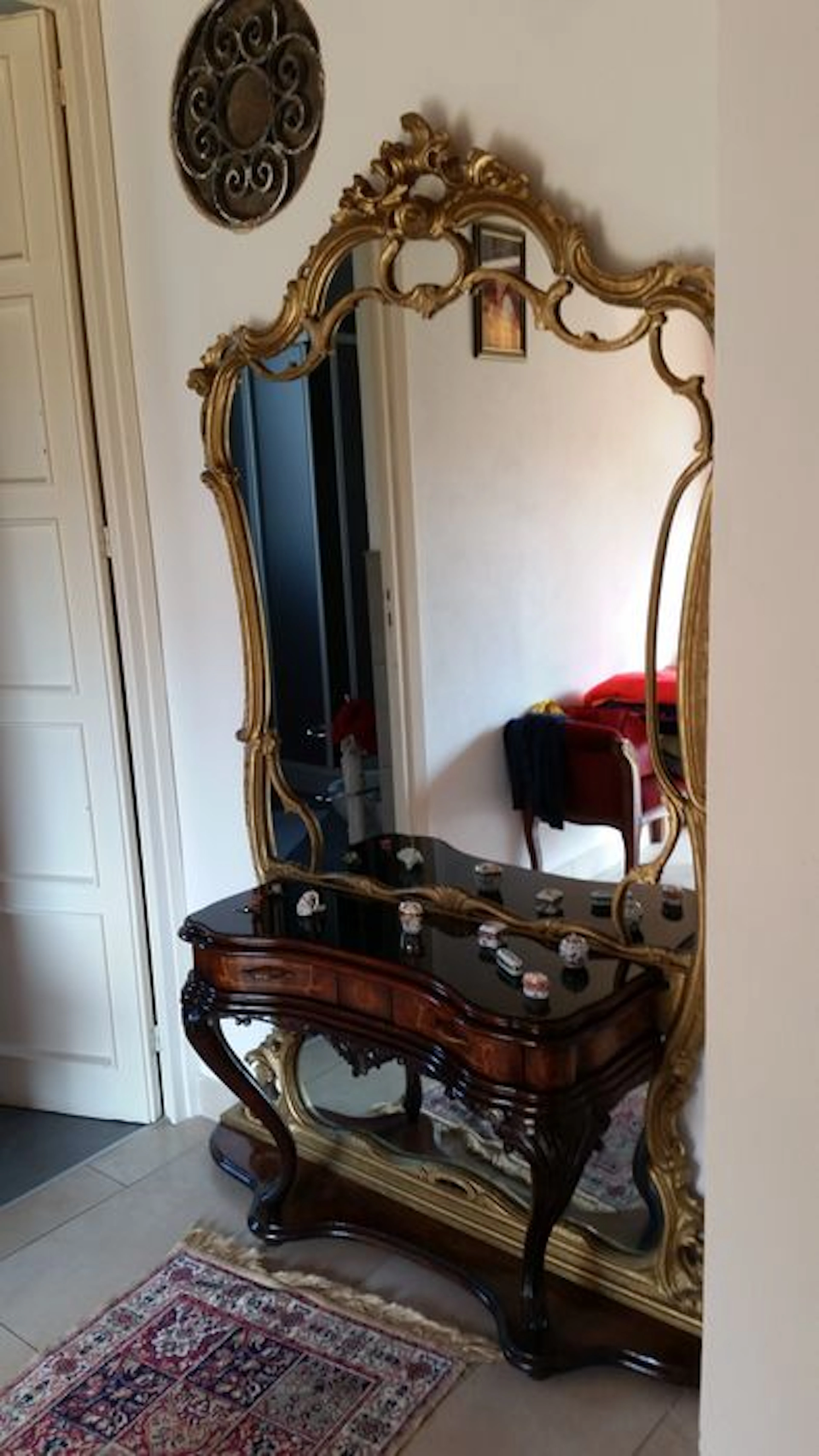 Dressing table in Sicilian baroque style, year 1946, made by Giordano brothers and shown at the first Mediterranean exhibition in Palermo, 1946