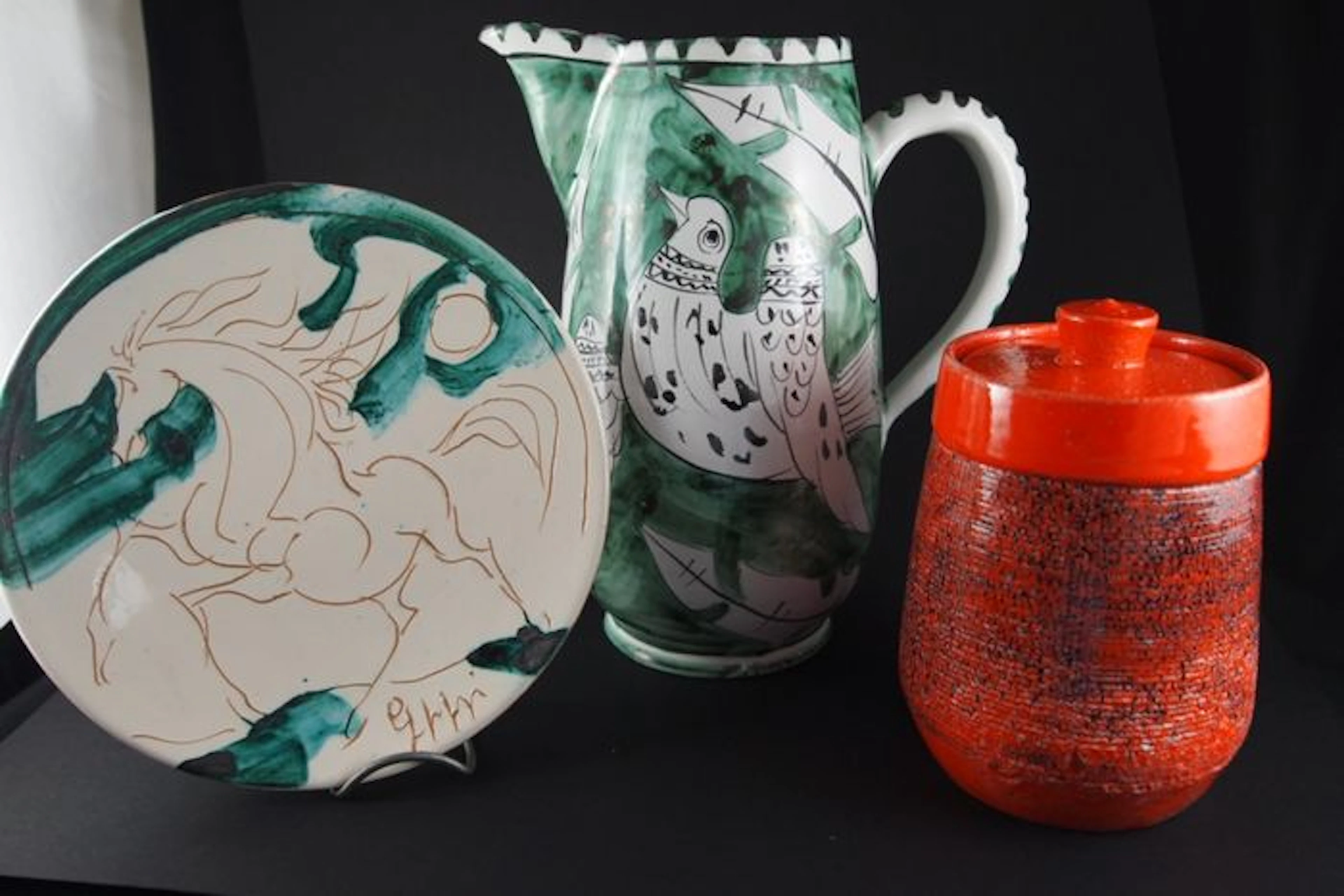 Poggi/Albisola/Falcone - Lot with 3 pieces Italian earthenware