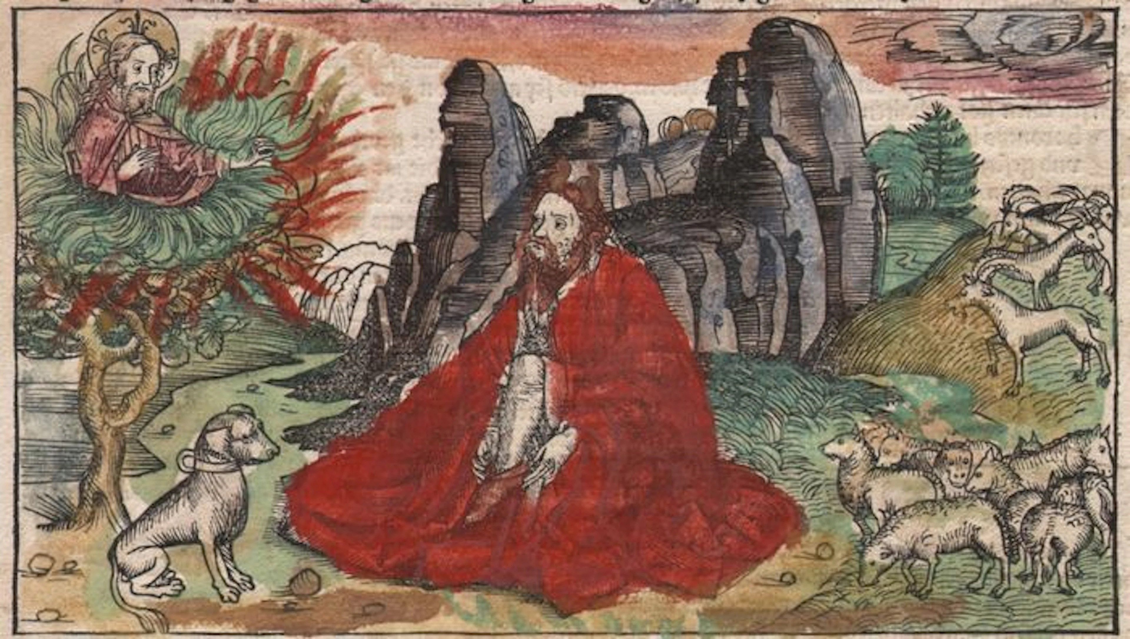 Michael Wohlgemut ( 1434 – 1519 ) - 'Moses and the burning bush' and 'Job with the devil' - 1493