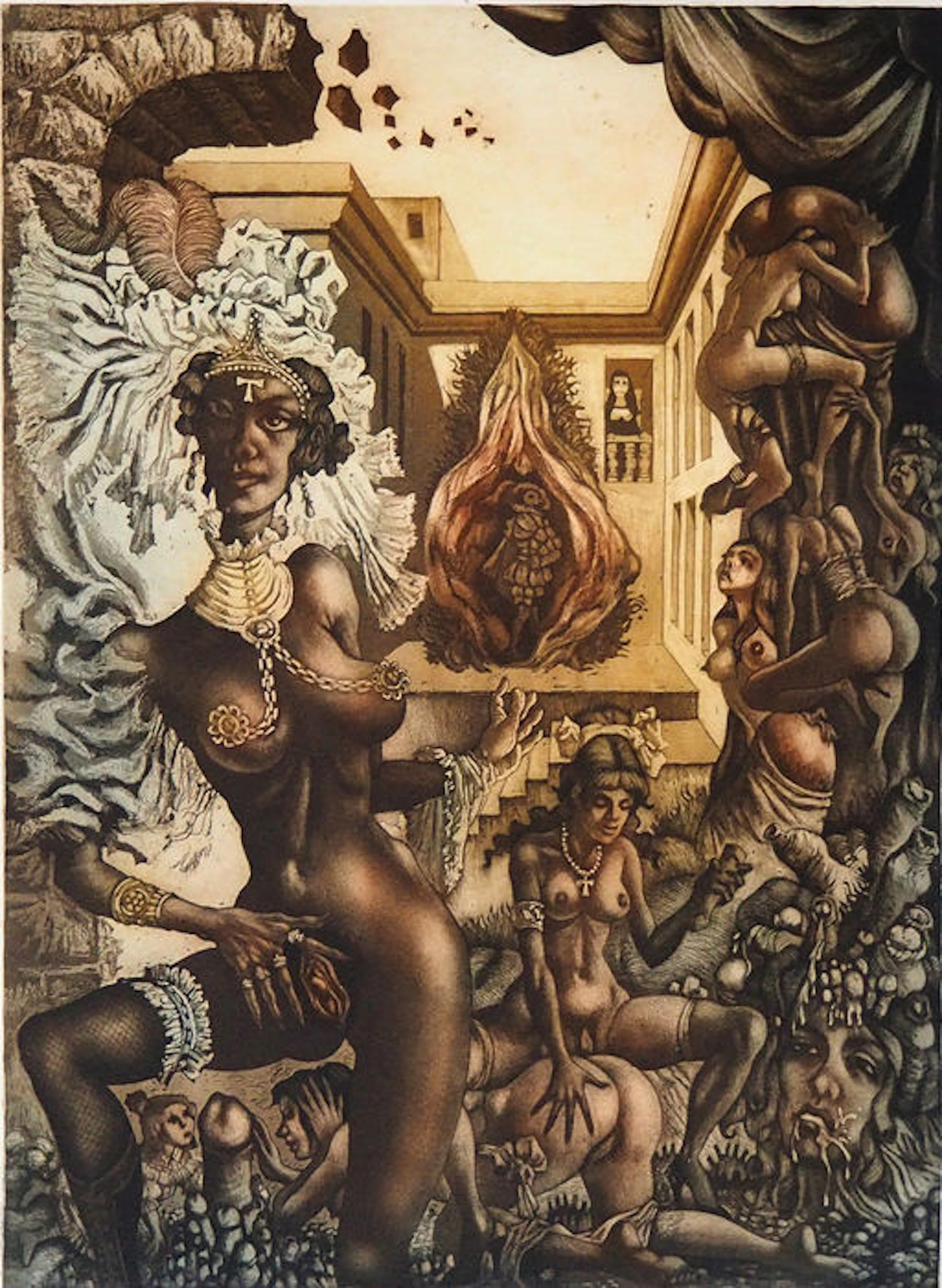 Obra gráfica; Celedonio Perellón - Orgia Lésbica - ca 1990