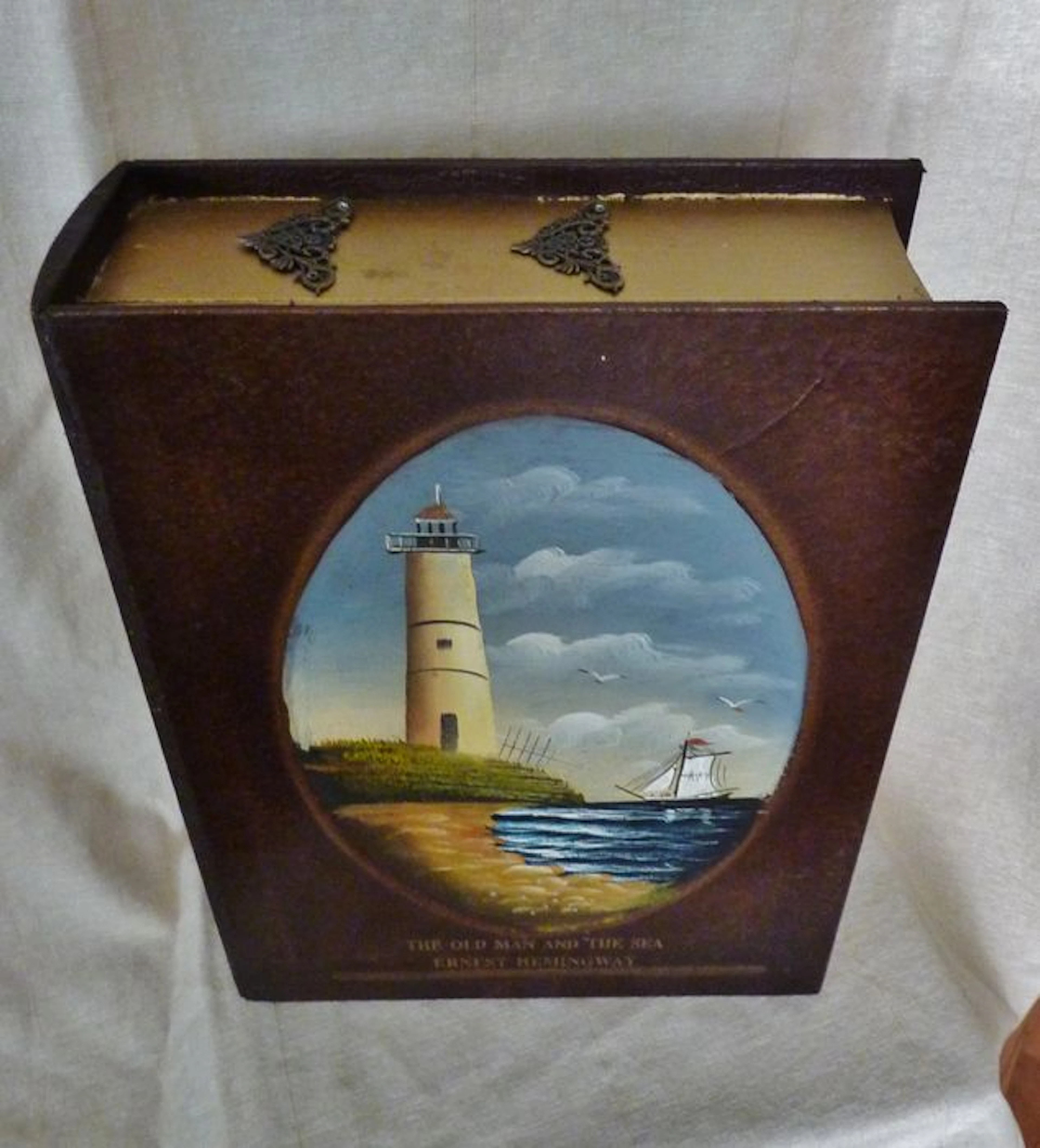 Fake book, "The Old Man and the Sea", Ernest Hemingway. Large model - the front is hand painted