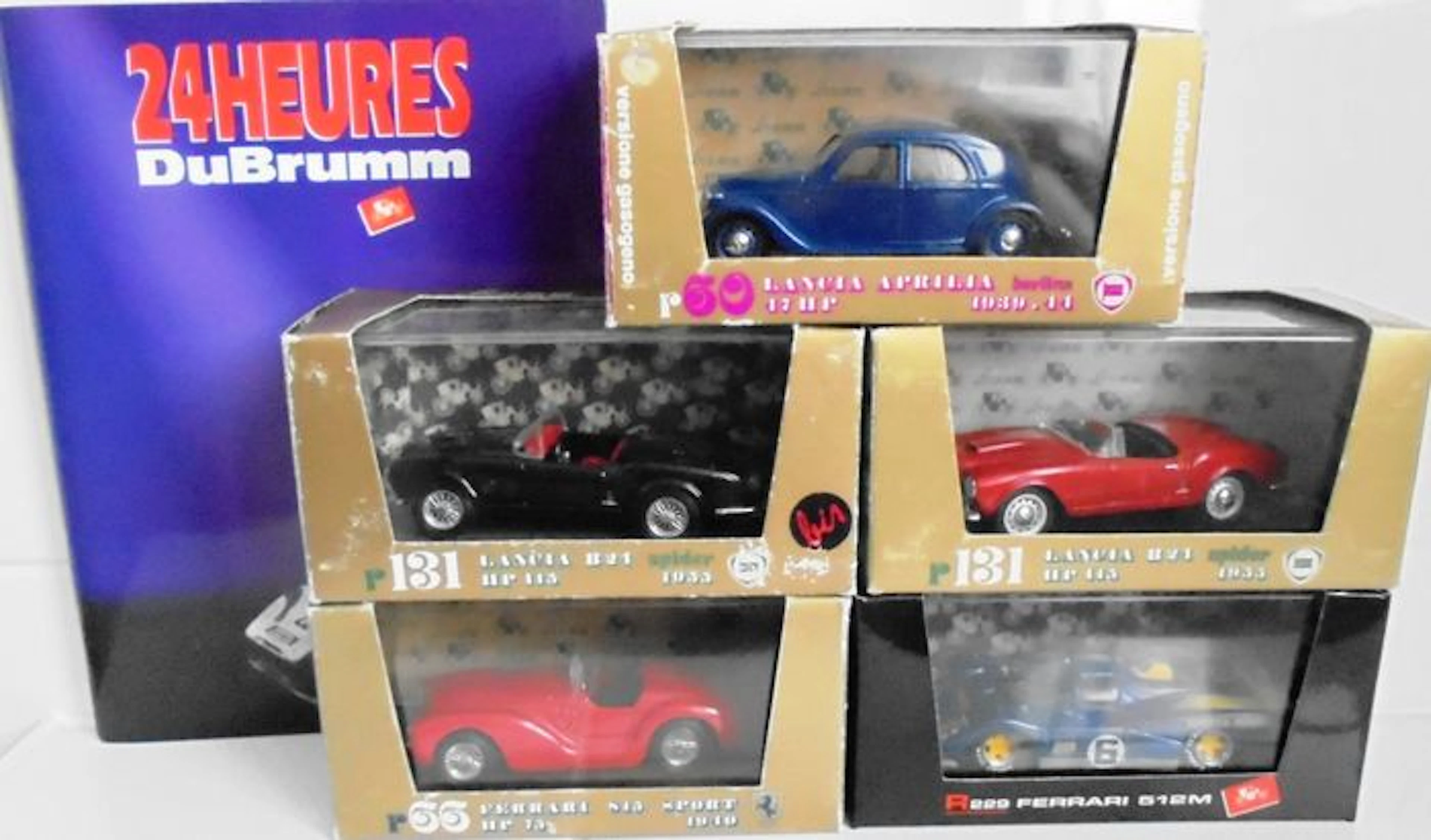 Brumm - Schaal 1/43 - Kavel met 2 x Ferrari (R66/R229) en 3 x Lancia (R131 rood/R131 zwart/R60) en originele catalogus