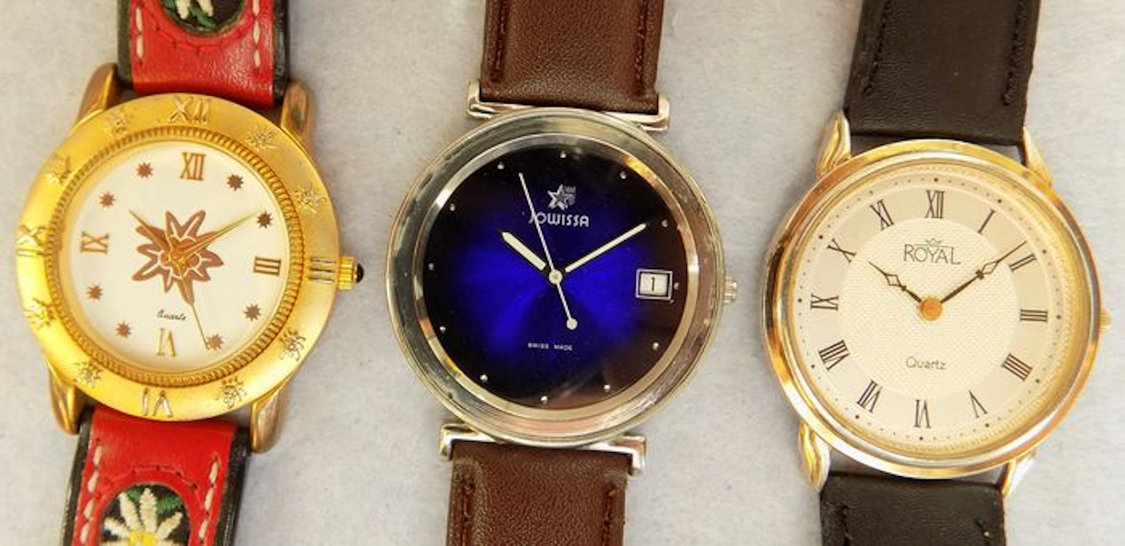 ROYAL + JOWISSA + QUARTZ -- lot of 3 men's / women's wristwatches from the 90s - 2000s