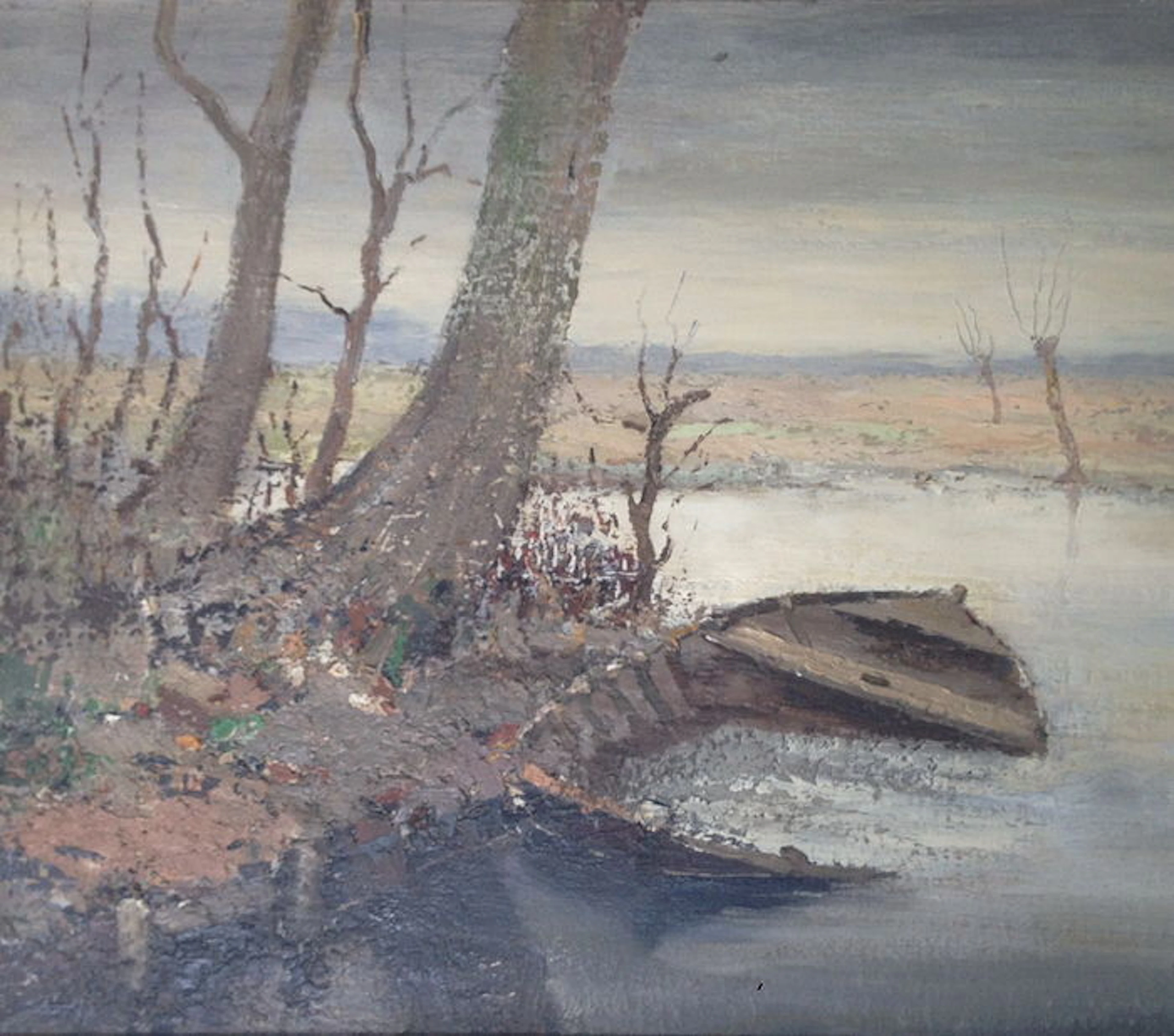 Hendrik Broer (1886 - 1968) - Punt in an autumnal landscape - half sunken