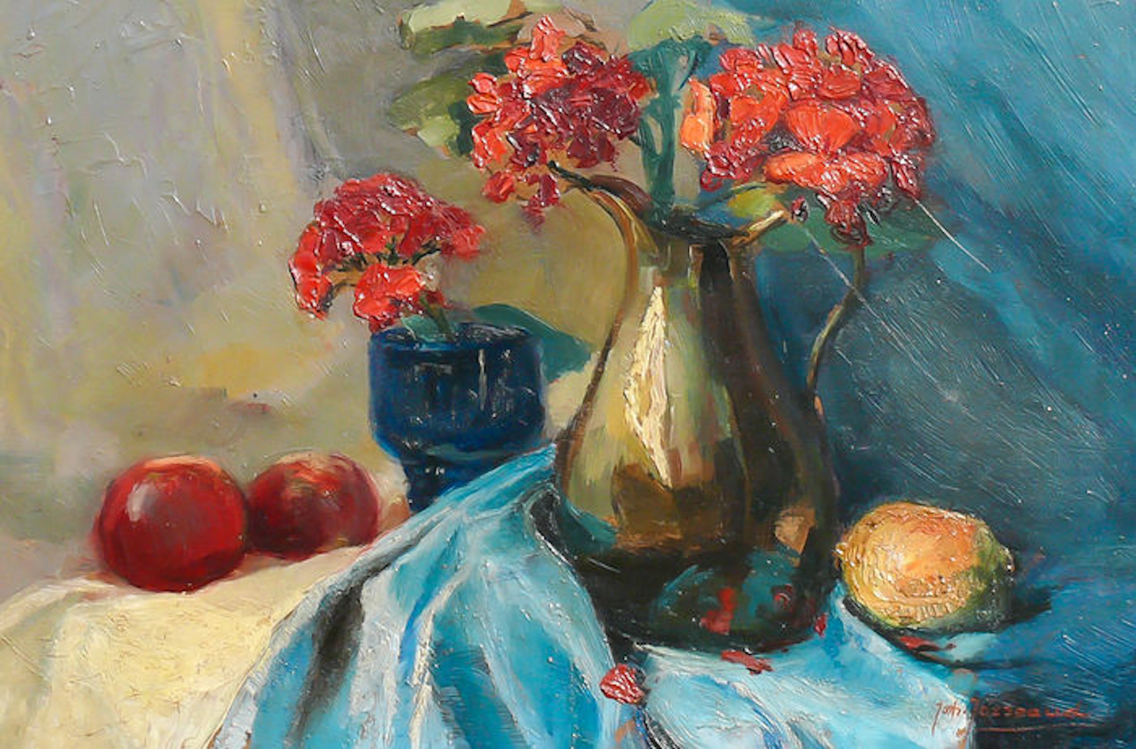 Johannes Josseaud (1880-1935) - Still life with flowers and fruit