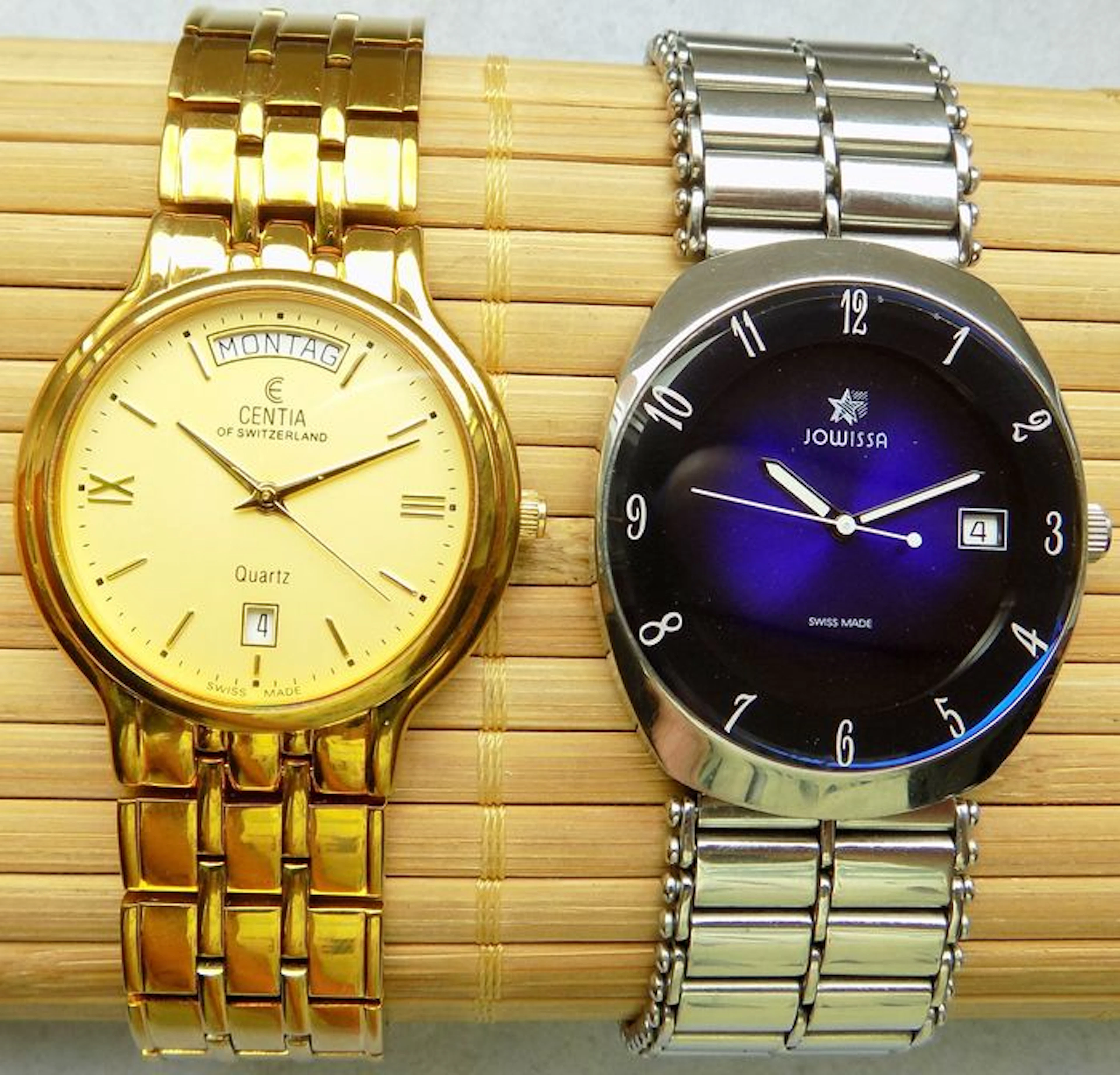Centia of Switzerland Day Date + Jowissa Swiss date -- lot of two men's wristwatches from the 2000s