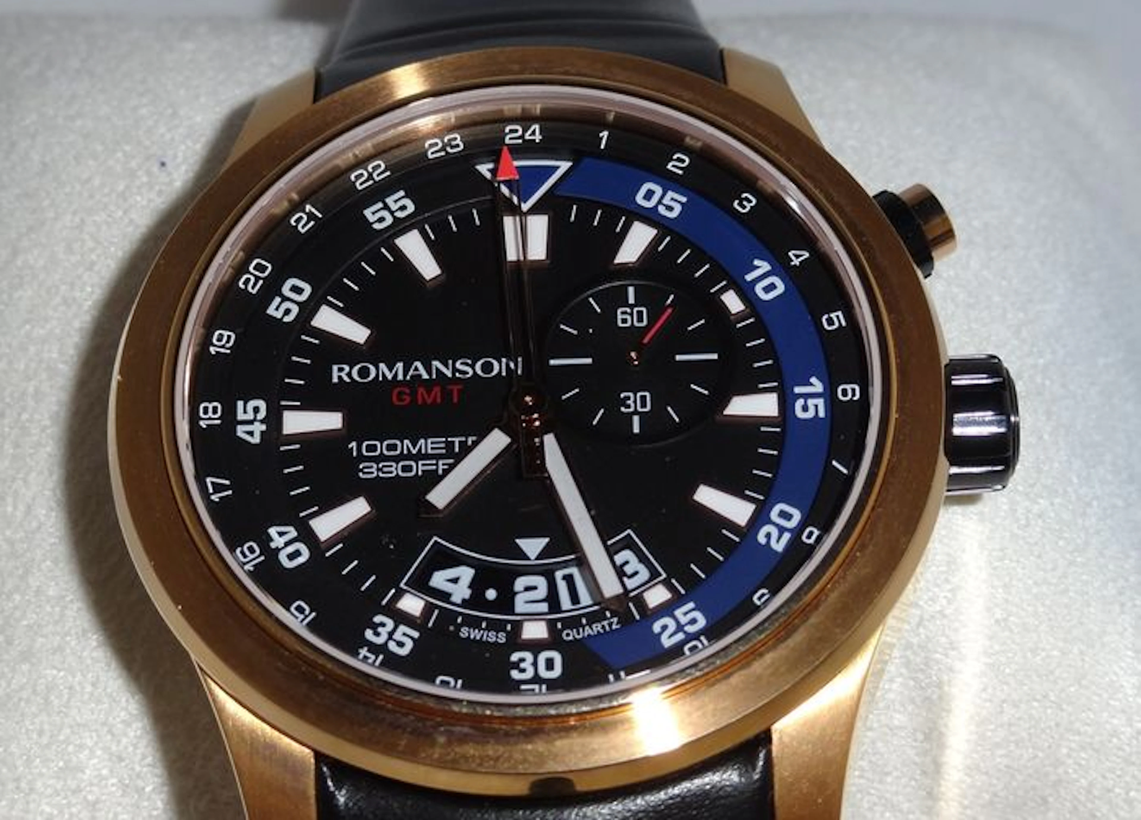 Romanson men's watch, rose gold, GMT