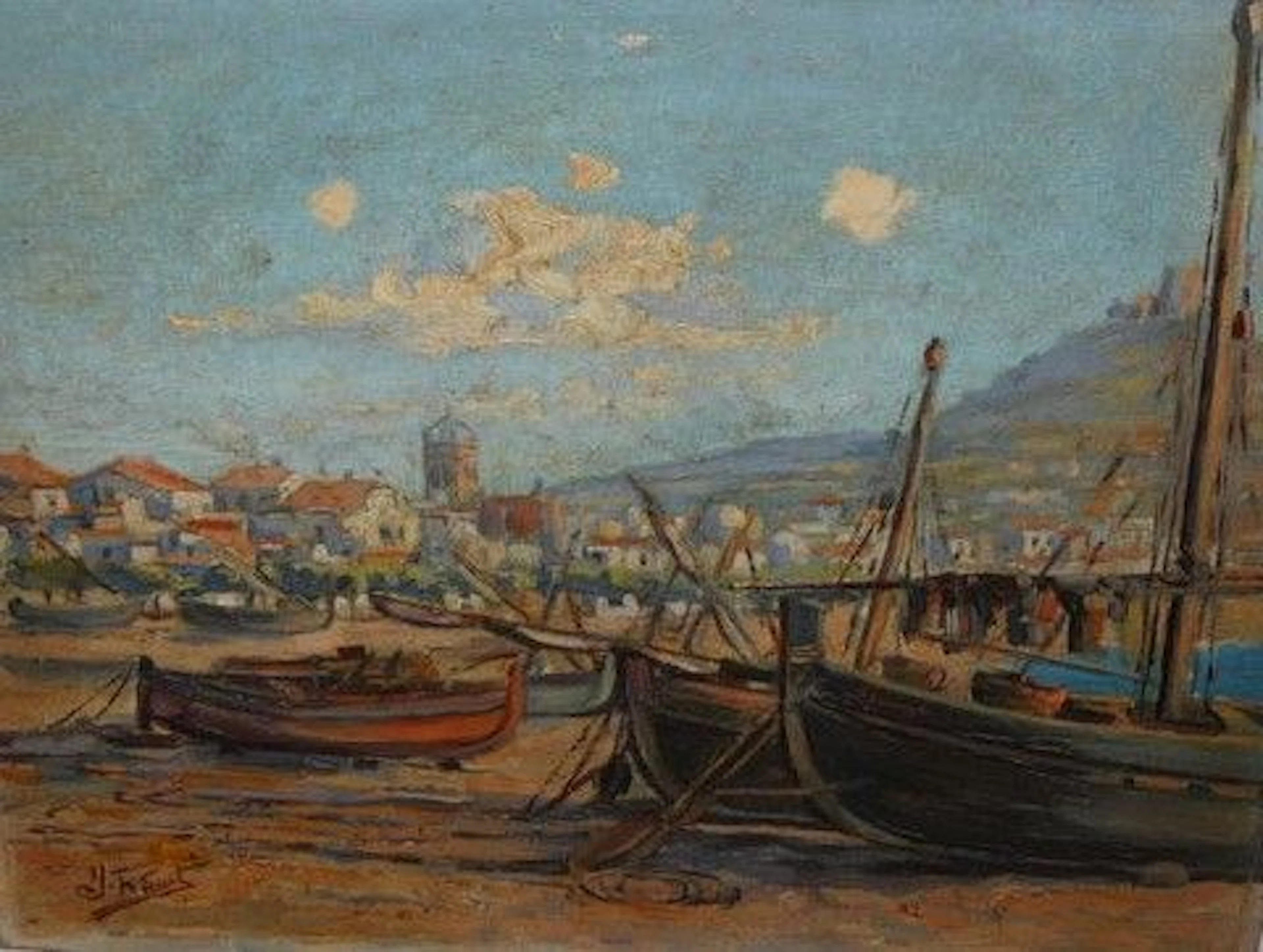 Joan Ricart Teira (1914- ?) - Fishing rowboats in the beach