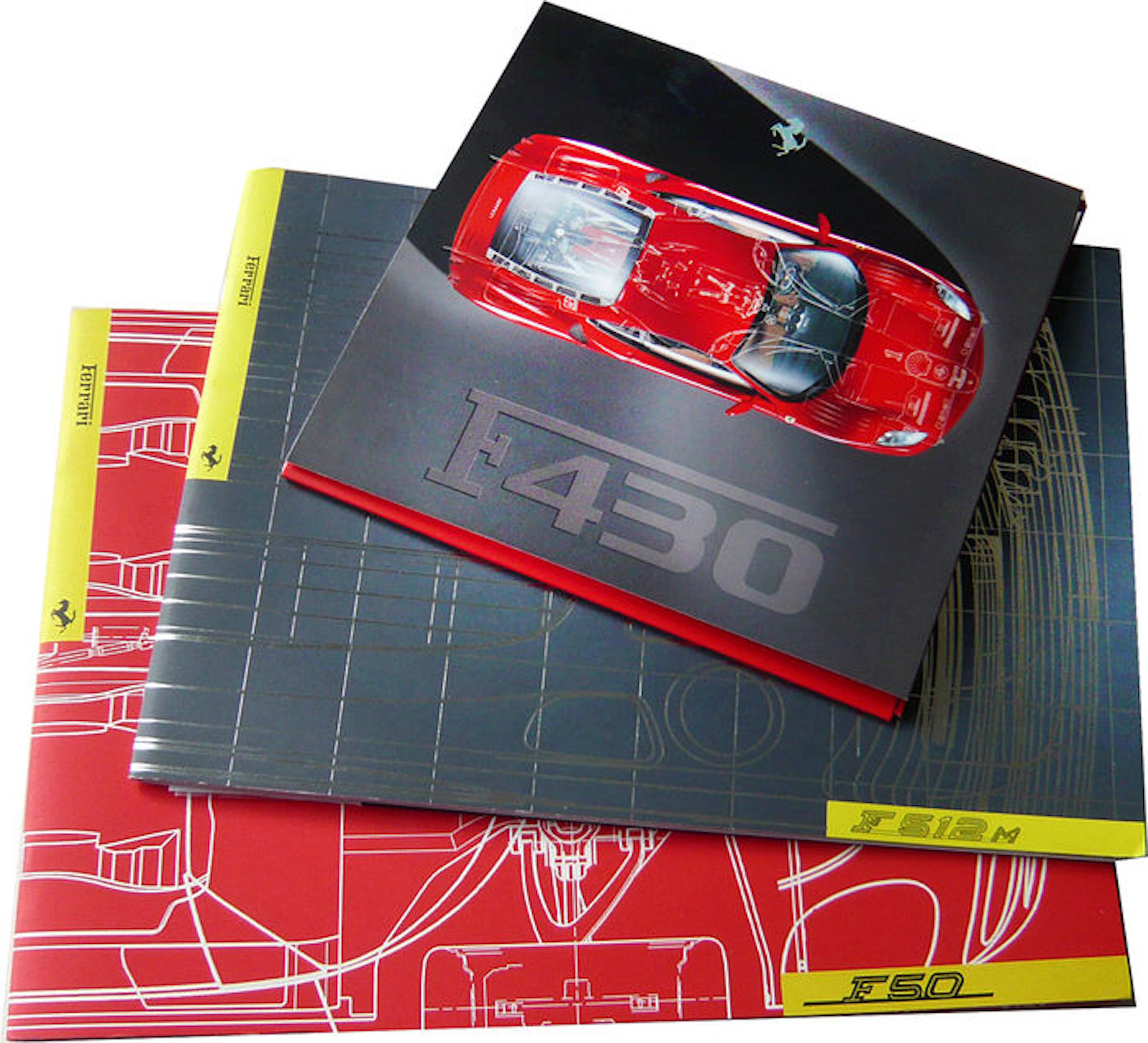 Ferrari presskits F50/1995 + F512M/ 1994 + F430/2004, all as new