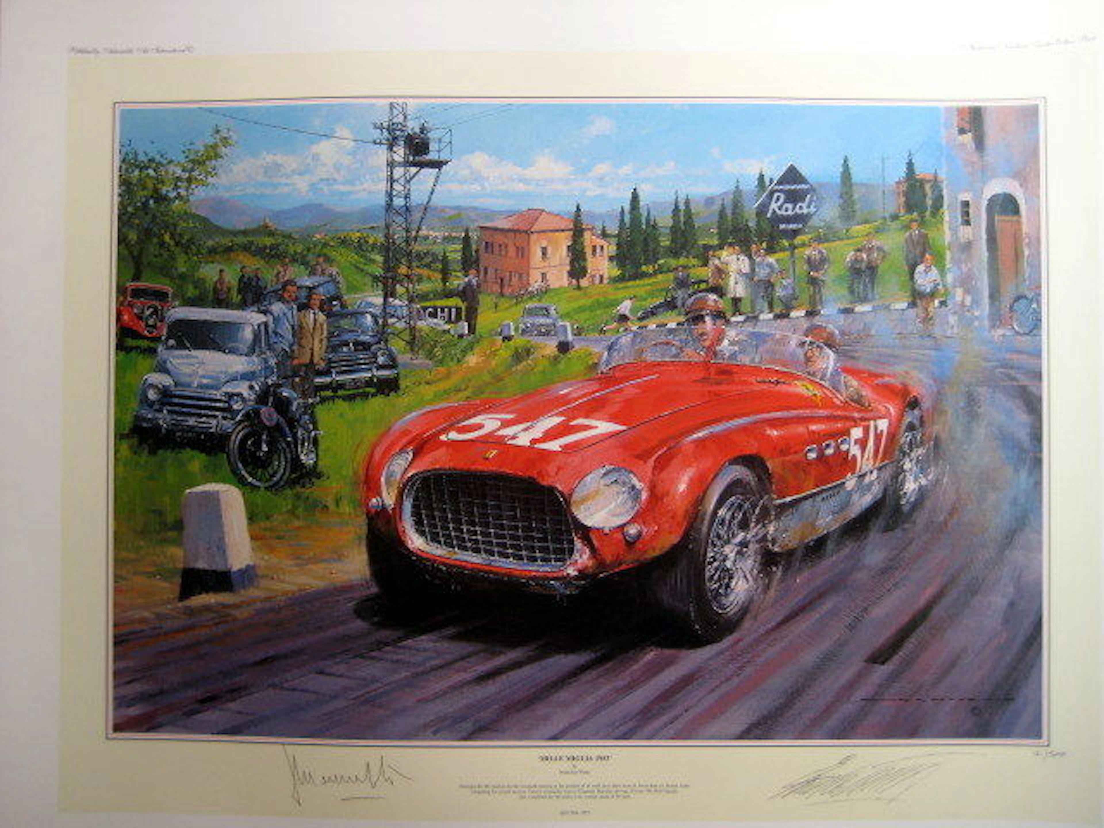 Art Lithograph - " Mille Miglia 1953" - Ferrari 340 MM Vignale : Artist Nicholas Watts