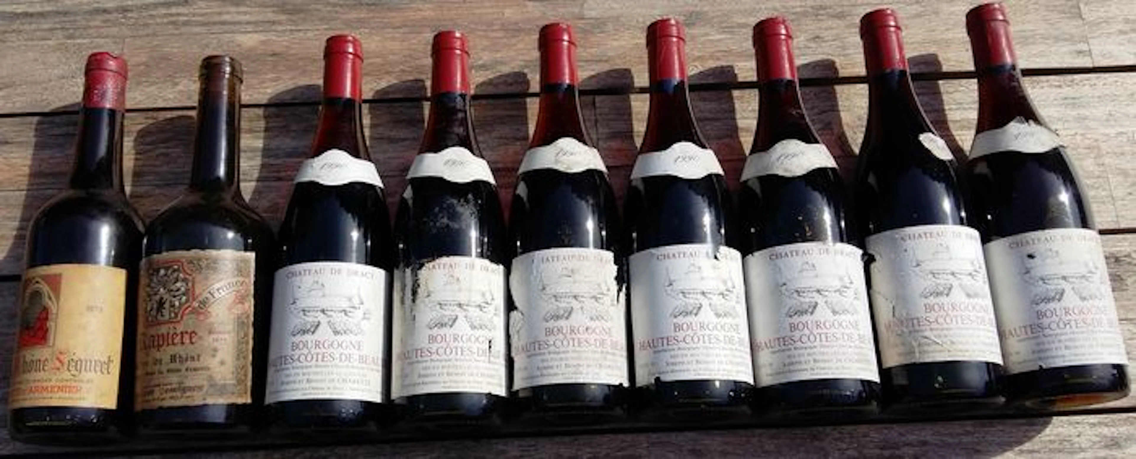 7x 1990 Chateau de Dracy, Bourgogne Hautes-Cotes-de-Beaune, Joseph & Benoit de Charette – 1970 Cotes du Rhone, Securet, Brotte & Armenier – 1971 Rapiere, Cotes du Rhone